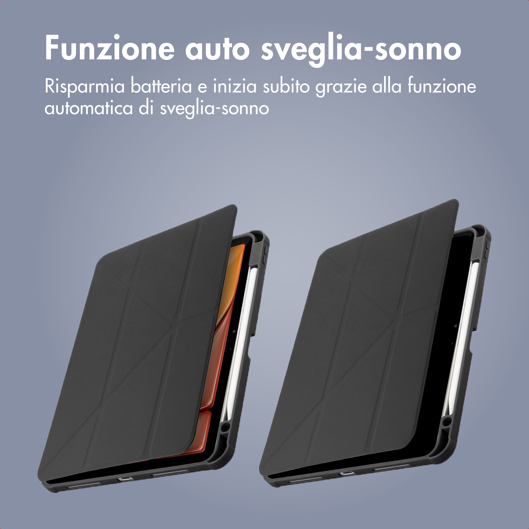 Two black tablet cases with geometric pattern in the foreground.