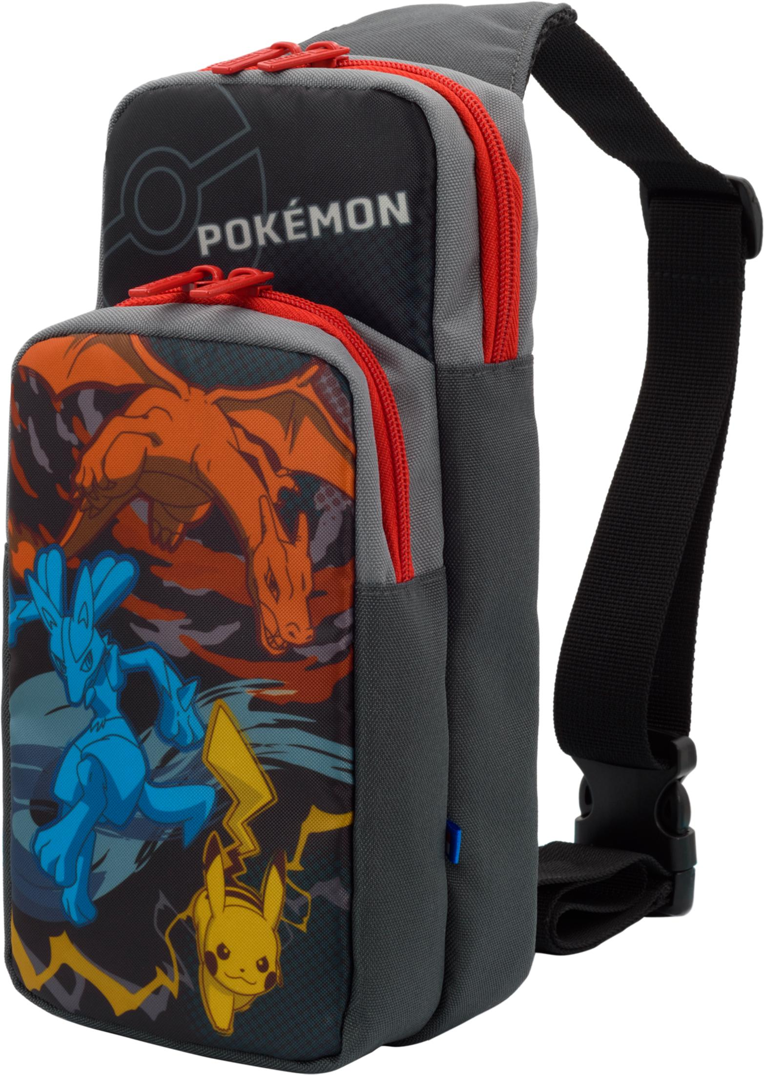 Szara torba Pokémon z Charizardem, Lucario i Pikachu.