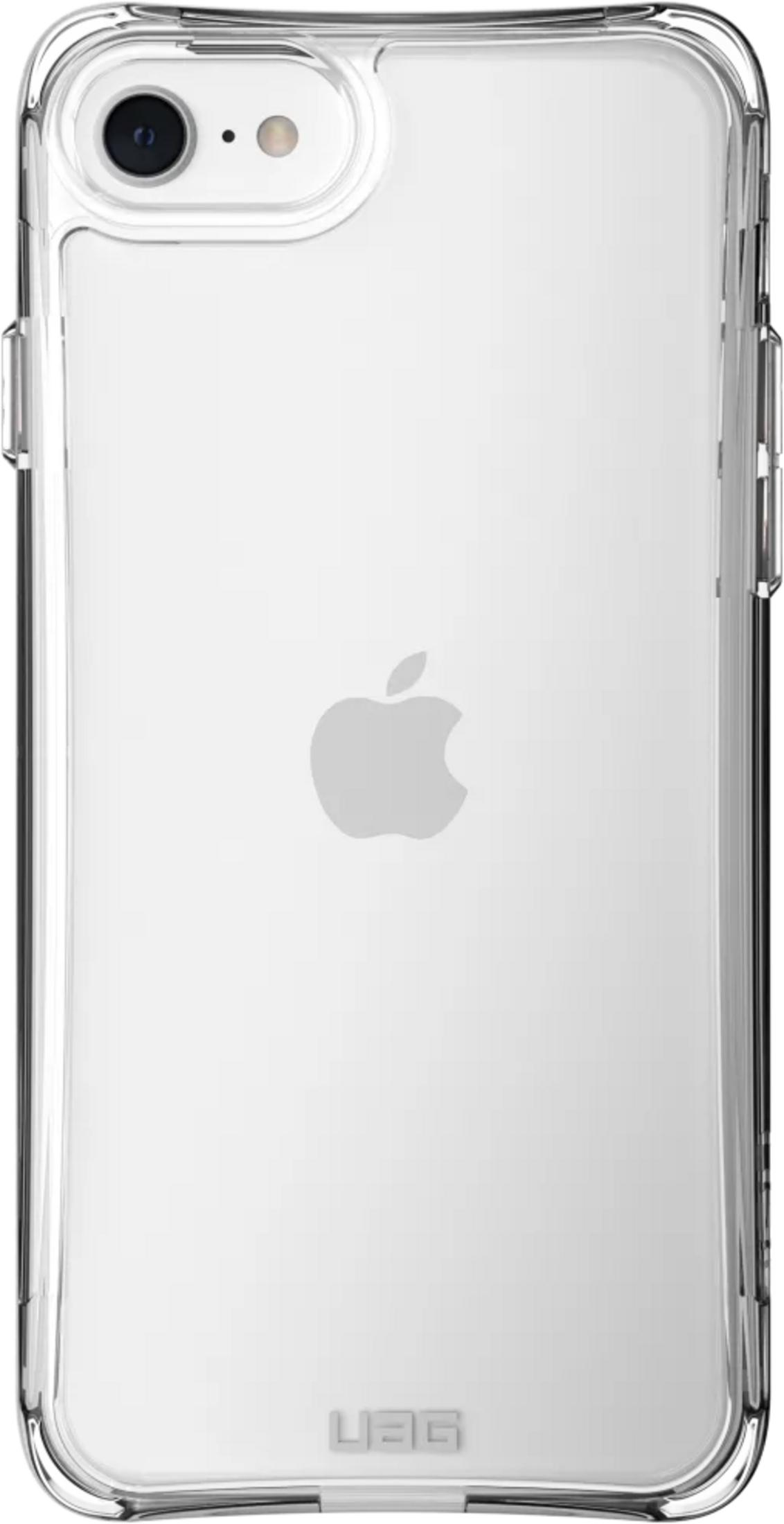 Transparente Hülle mit Apple-Logo und UAG-Schriftzug.