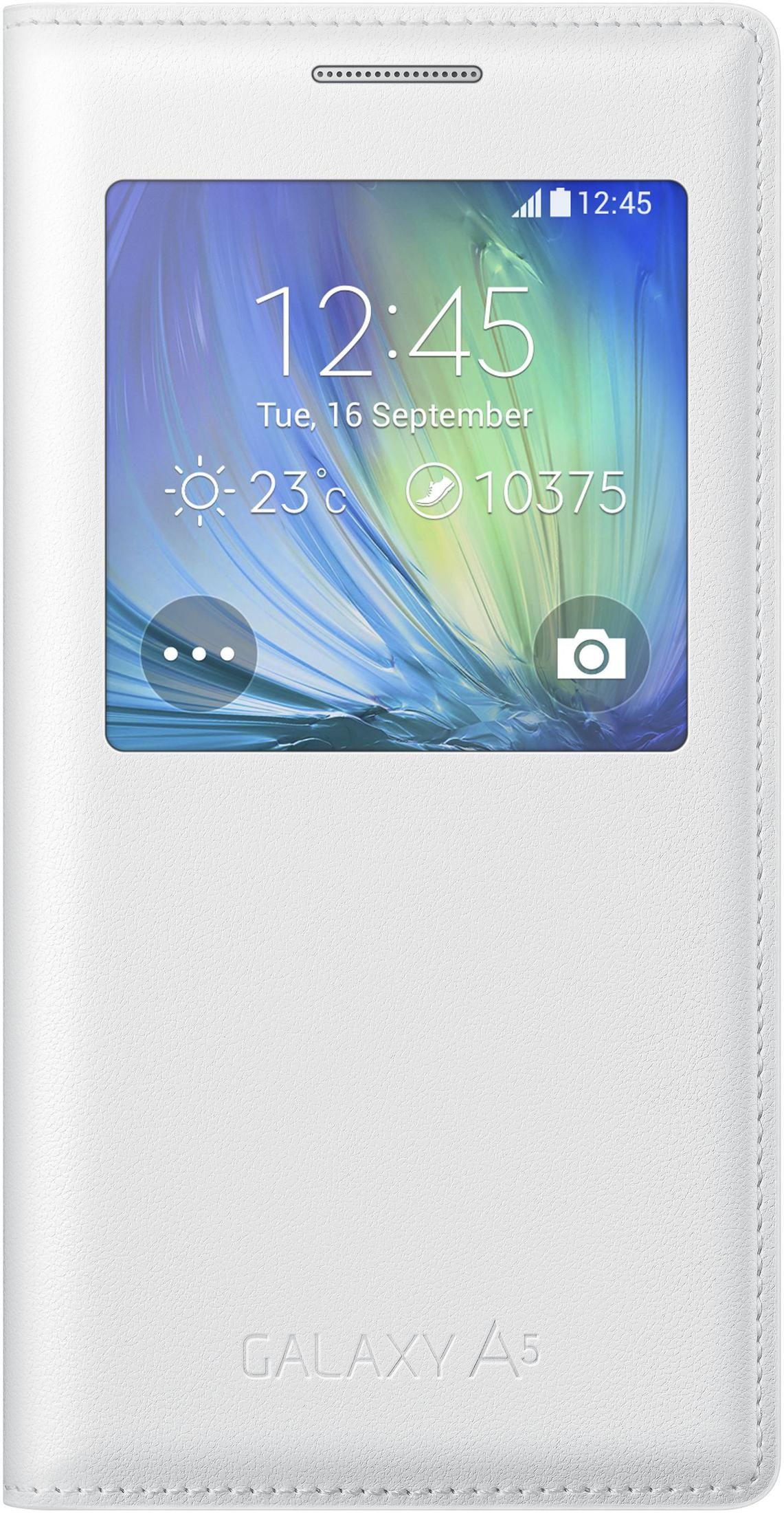 Un telefono cellulare bianco in cover che mostra le 12:45, 23 gradi, 10375.