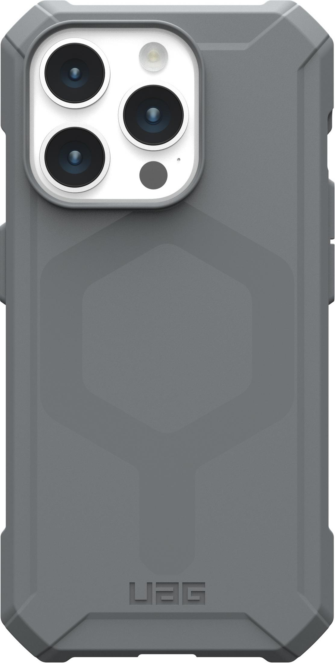 Graue Handyhülle mit dreifacher Kamera und UAG-Logo.