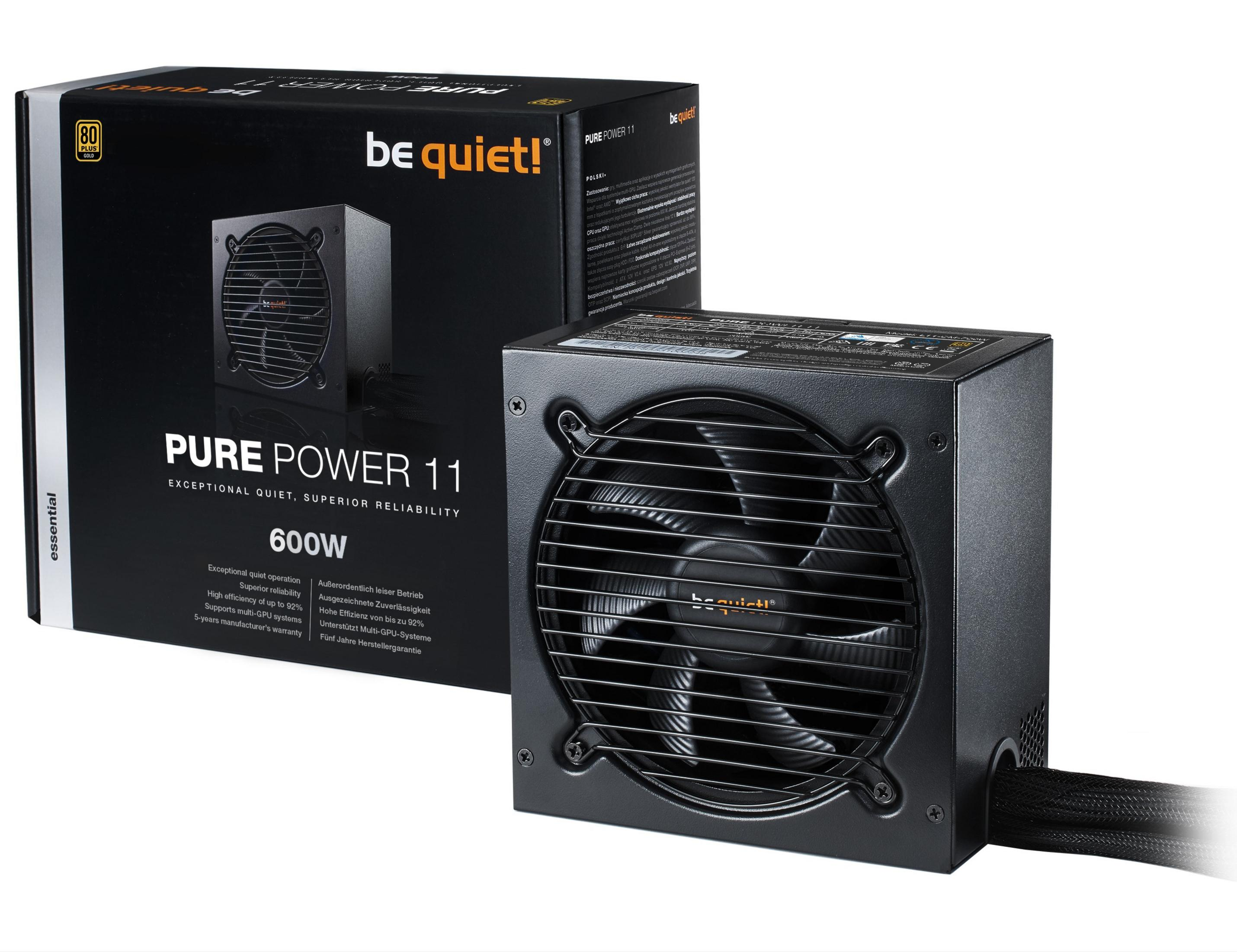 Un alimentatore nero be quiet! Pure Power 11 da 600W con certificazione 80 Plus Gold.