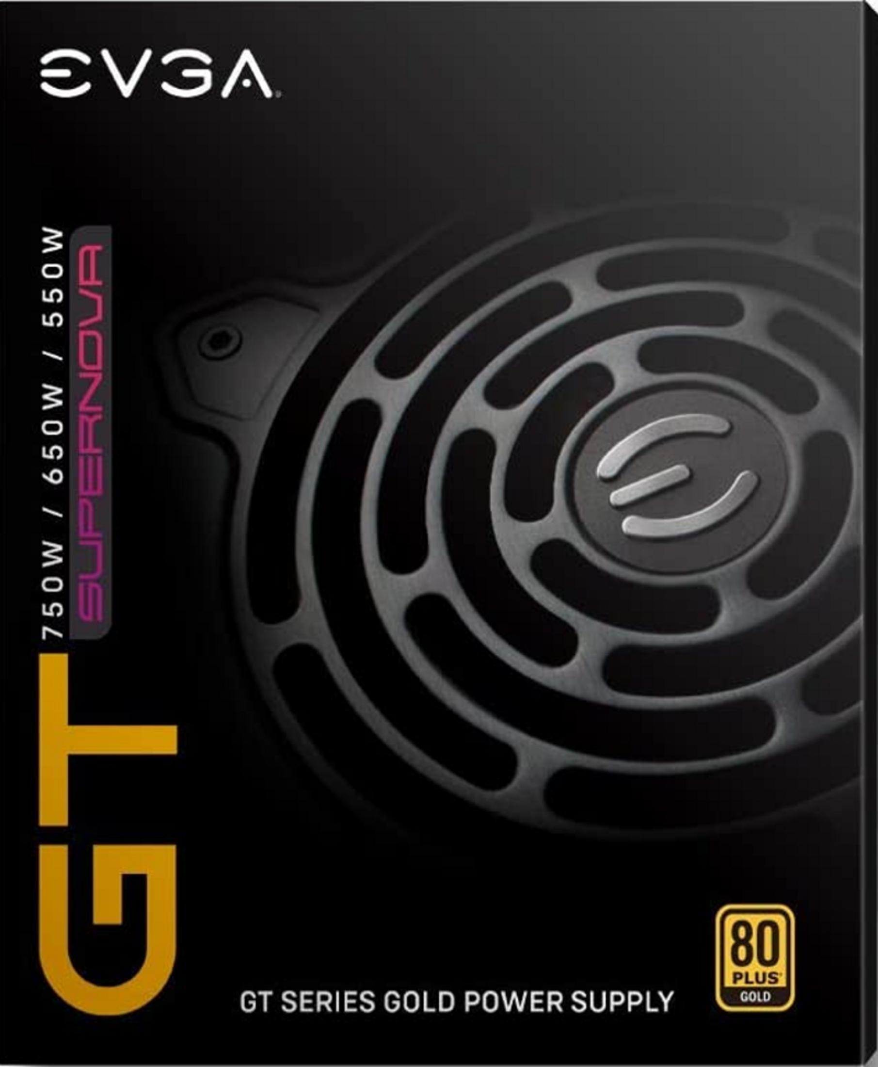 Alimentatore EVGA GT Supernova con certificazione 80 Plus Gold.