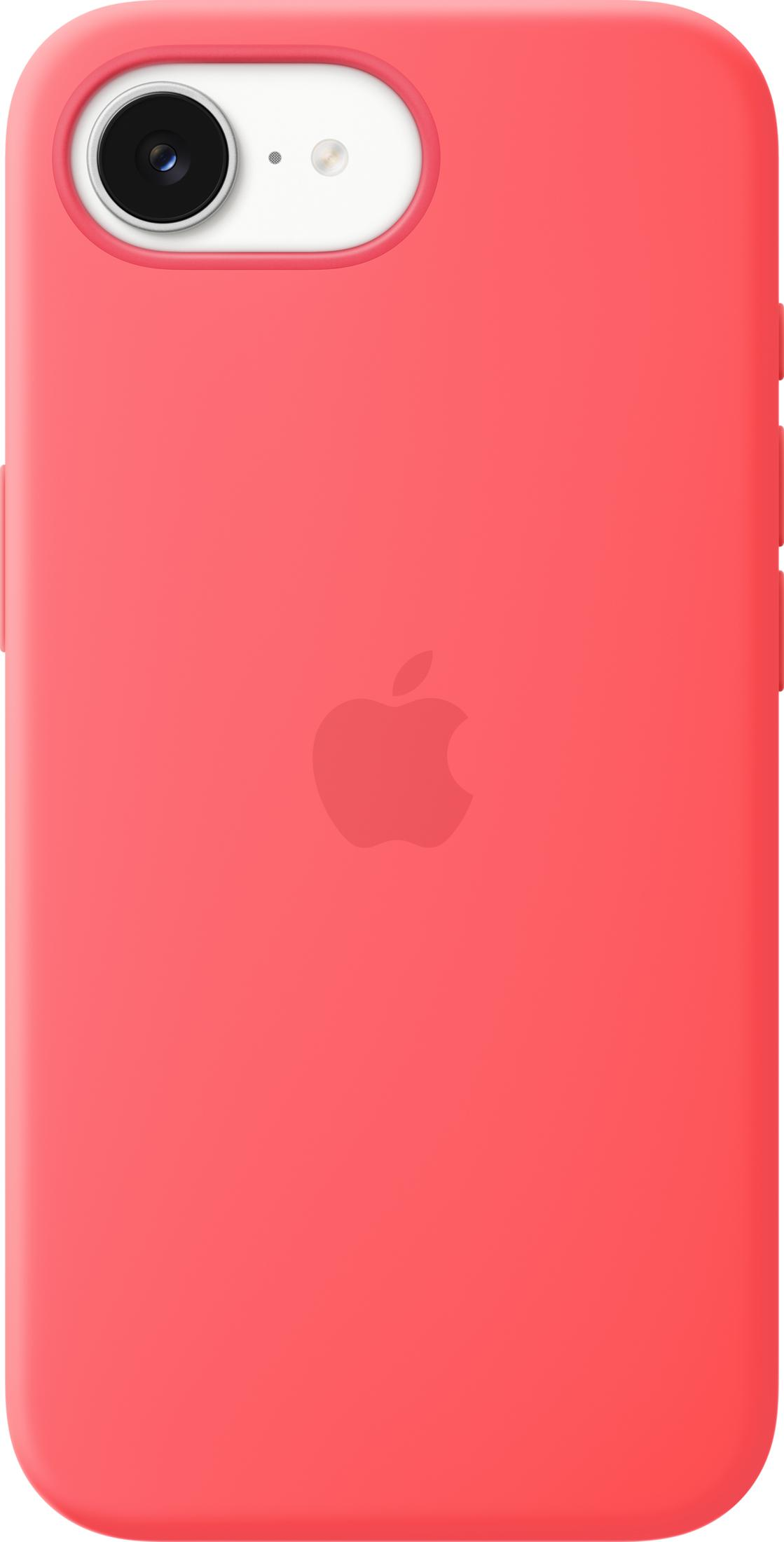 iPhone rosso Apple con modulo fotocamera e logo Apple.