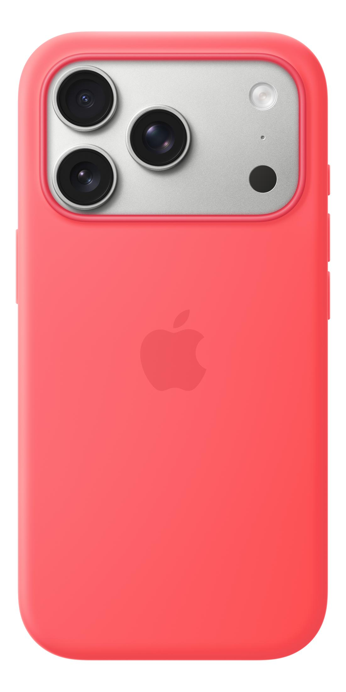 Roter iPhone 14 Pro Hülle mit Apple Logo und dreifacher Kamera.