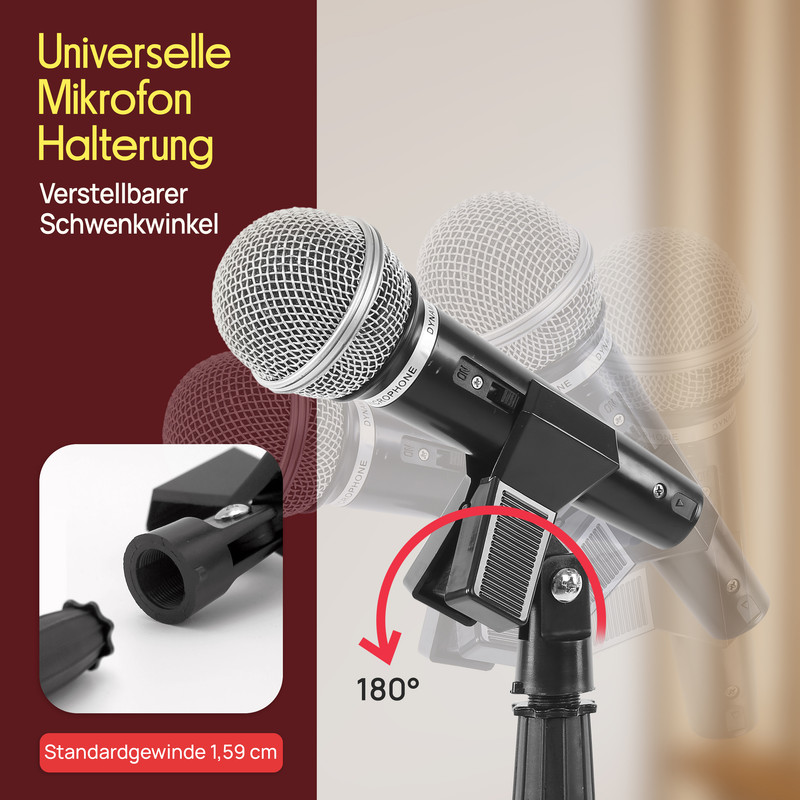 Mikrofonhalterung mit 180° Schwenkwinkel und Standardgewinde (1,59 cm).