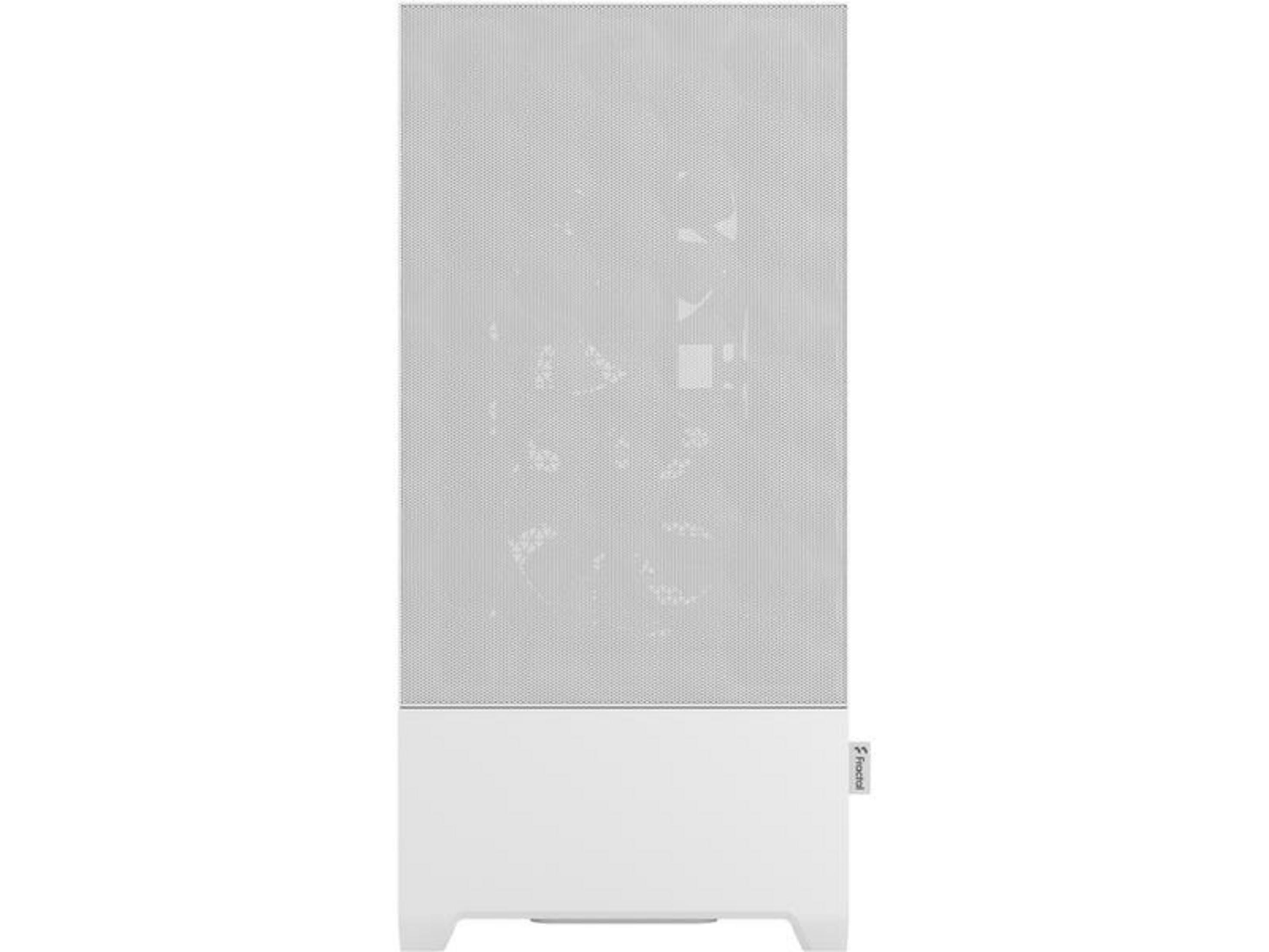 Un case per computer bianco con una sezione superiore perforata.