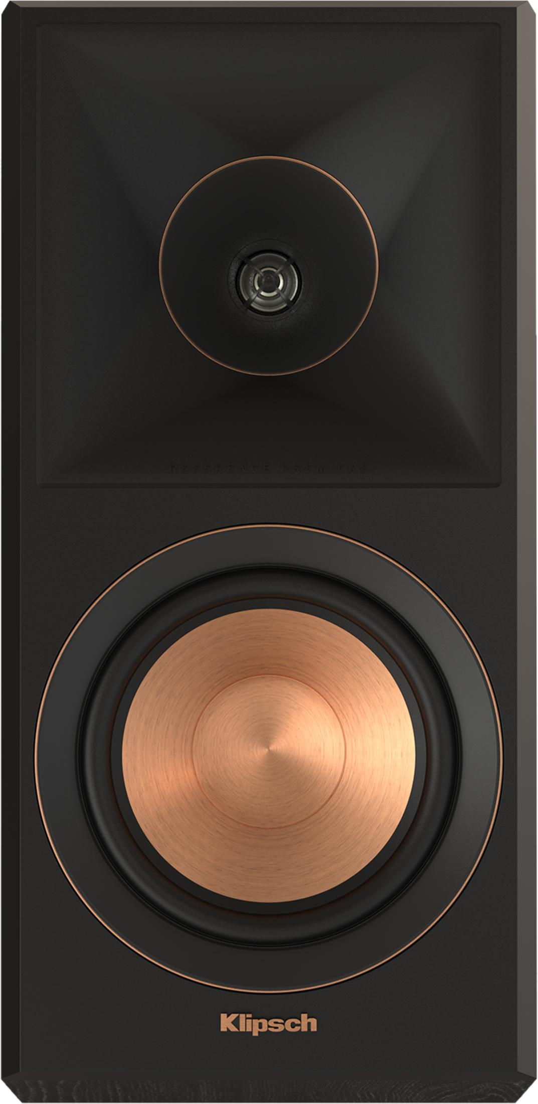 Altoparlante nero con woofer e tweeter in rame. Logo Klipsch in basso.