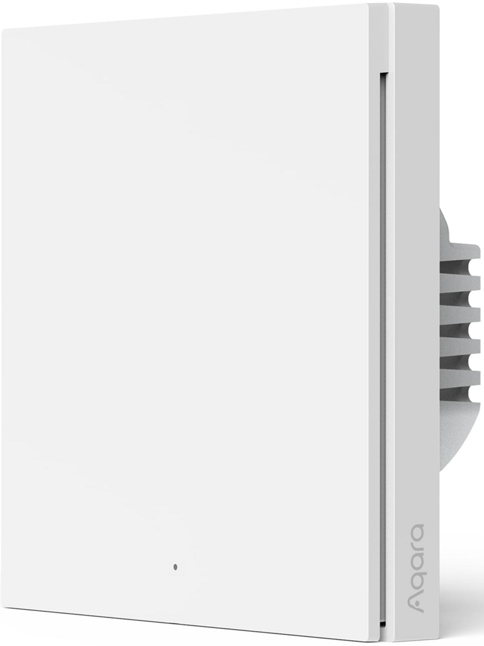 Interruttore bianco smart home con logo Aqara e dissipatore laterale.