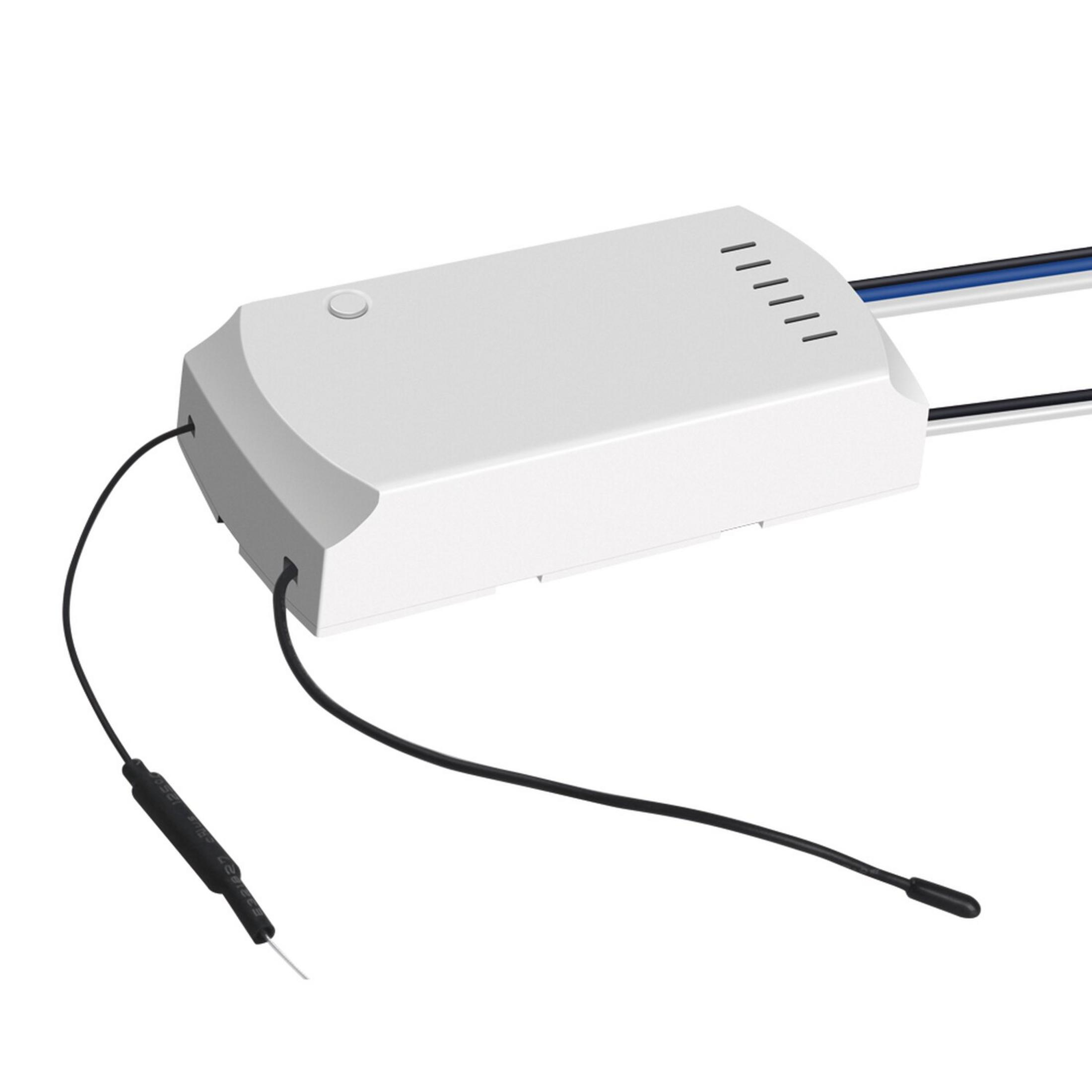 Un dispositivo elettronico bianco con fili e fessure.
