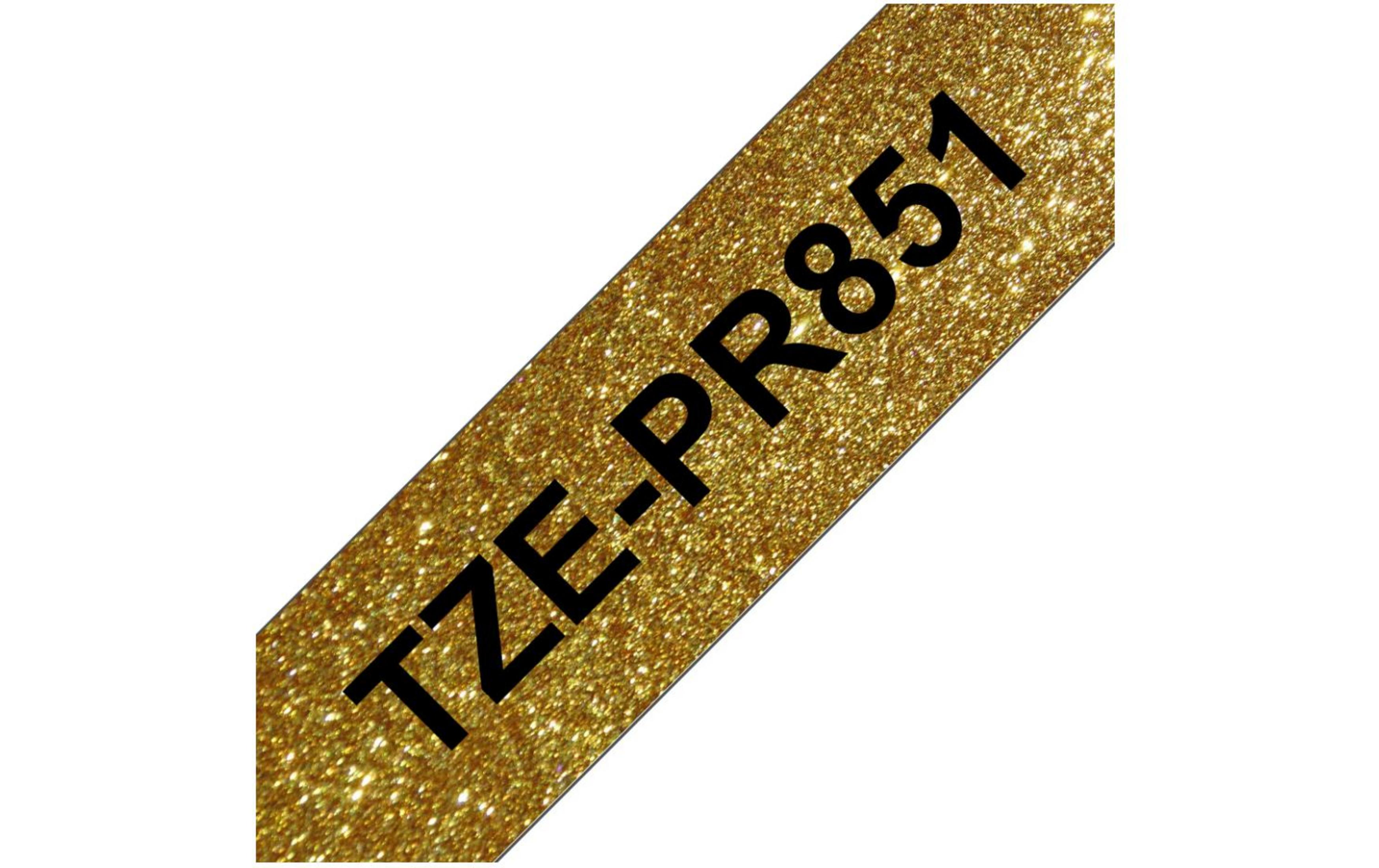Goldglitzerband mit schwarzer Schrift TZE-PR851.