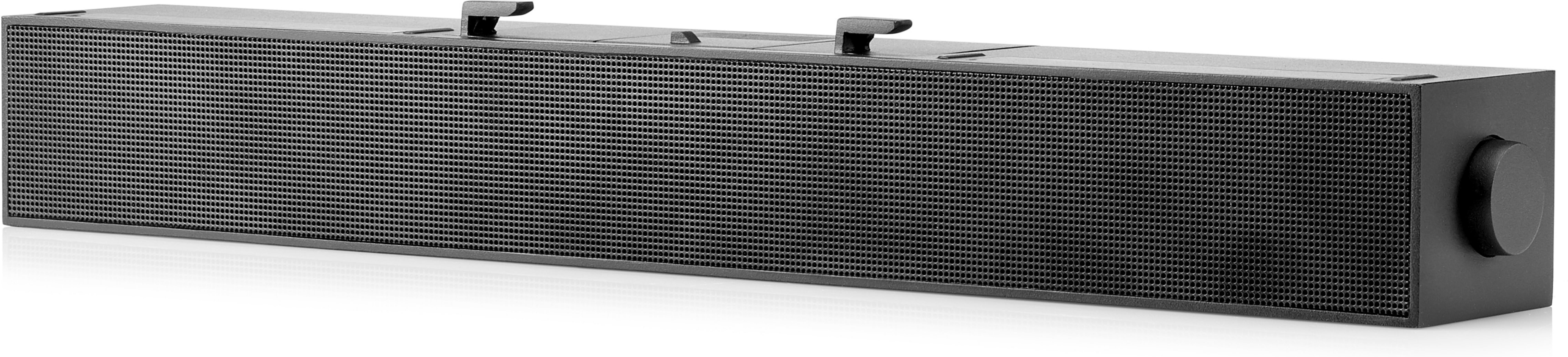 Un haut-parleur noir avec une grille perforée et deux poignées sur le dessus.