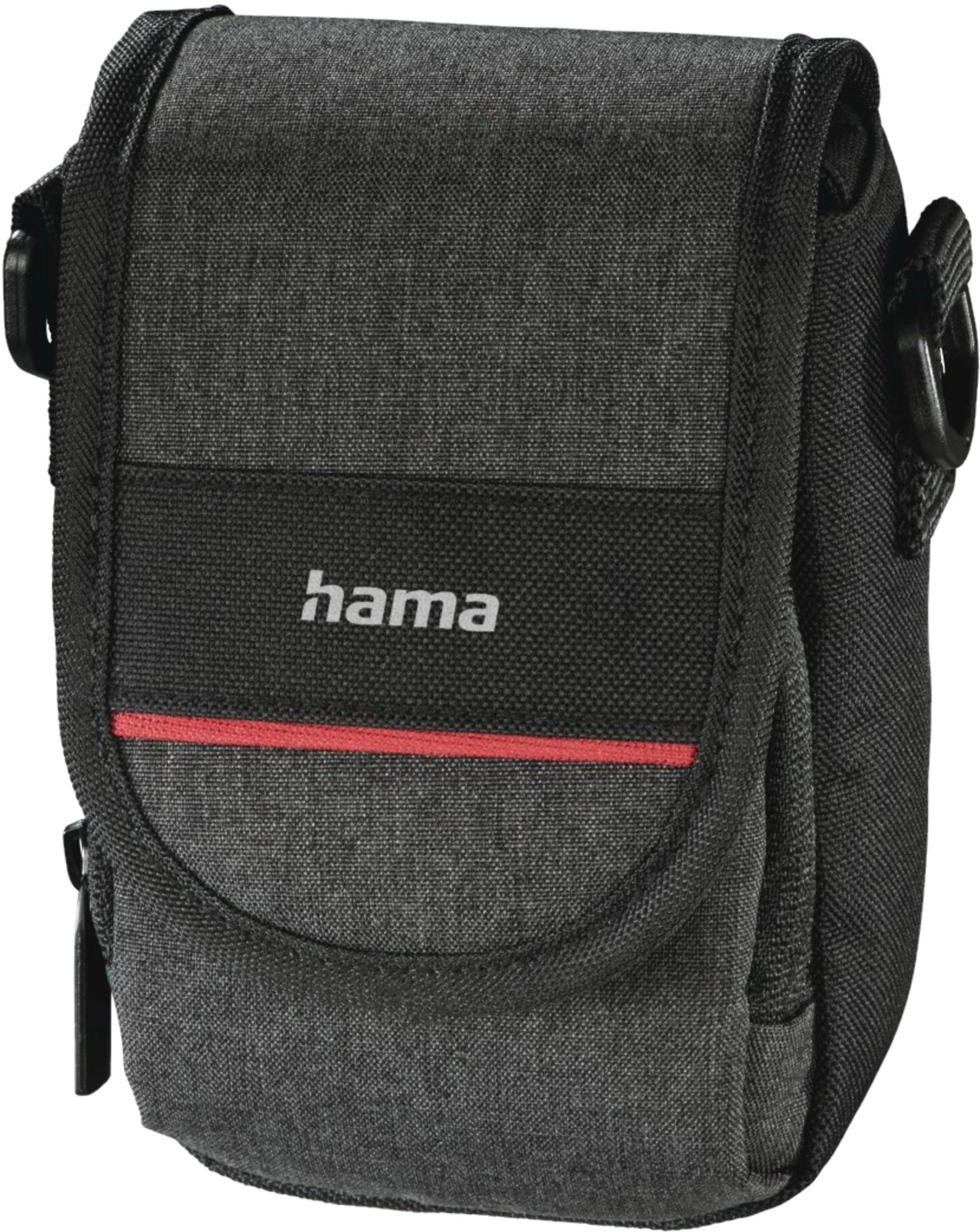 Grijze cameratask met rode streep en Hama logo.
