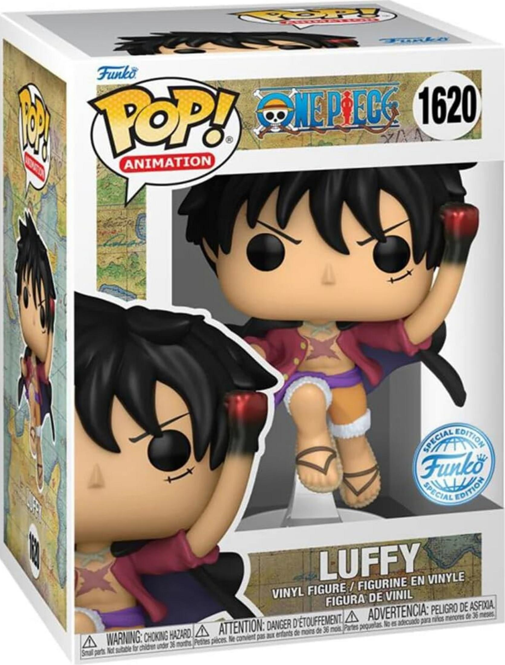 Funko Pop Vinyl Figur von Luffy aus One Piece in der Box.