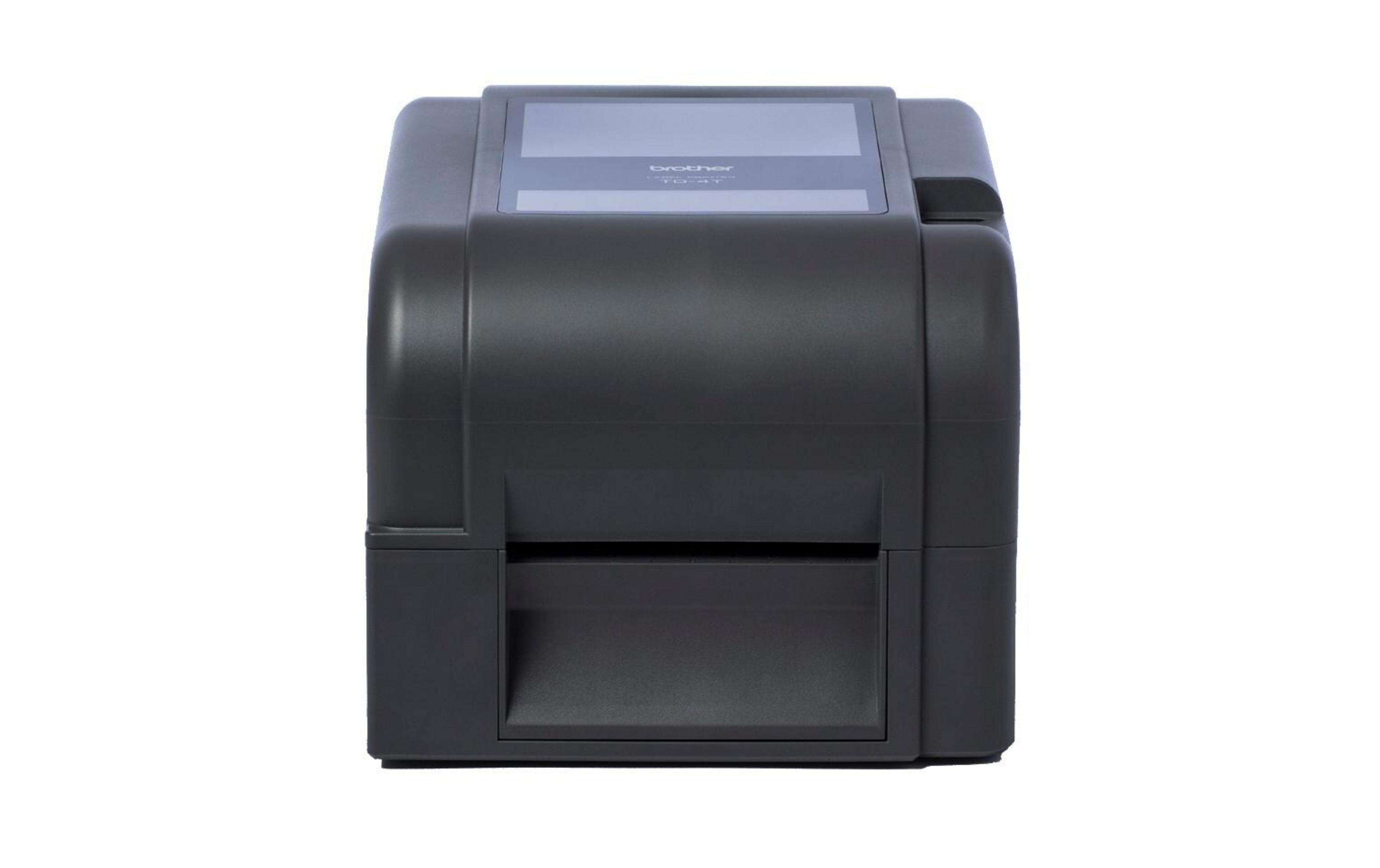 A black Brother TD-4T label printer sits on a white background.