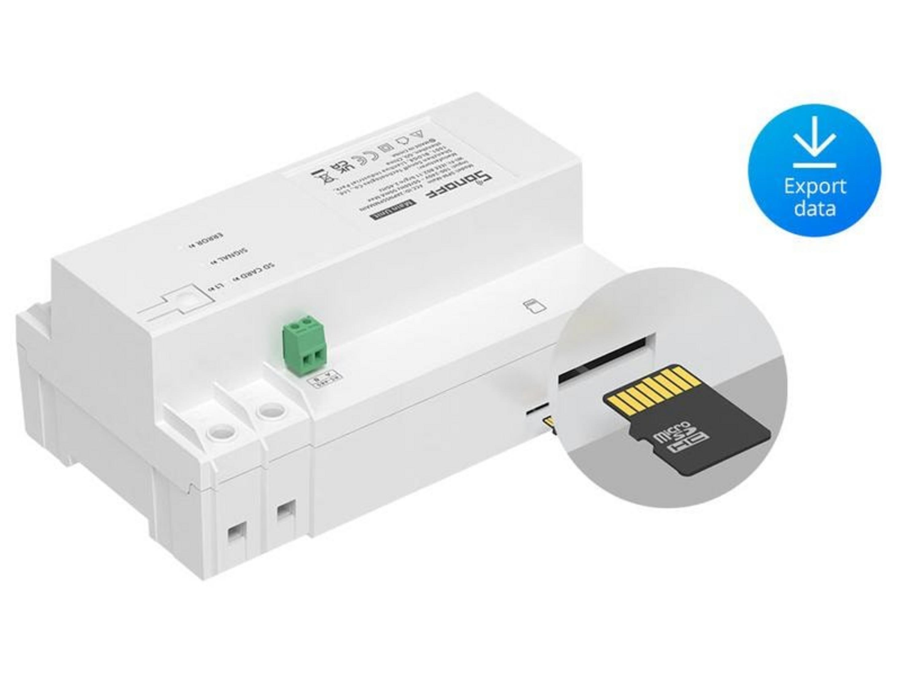 Un dispositivo bianco con uno slot per schede micro SD e una scheda.
