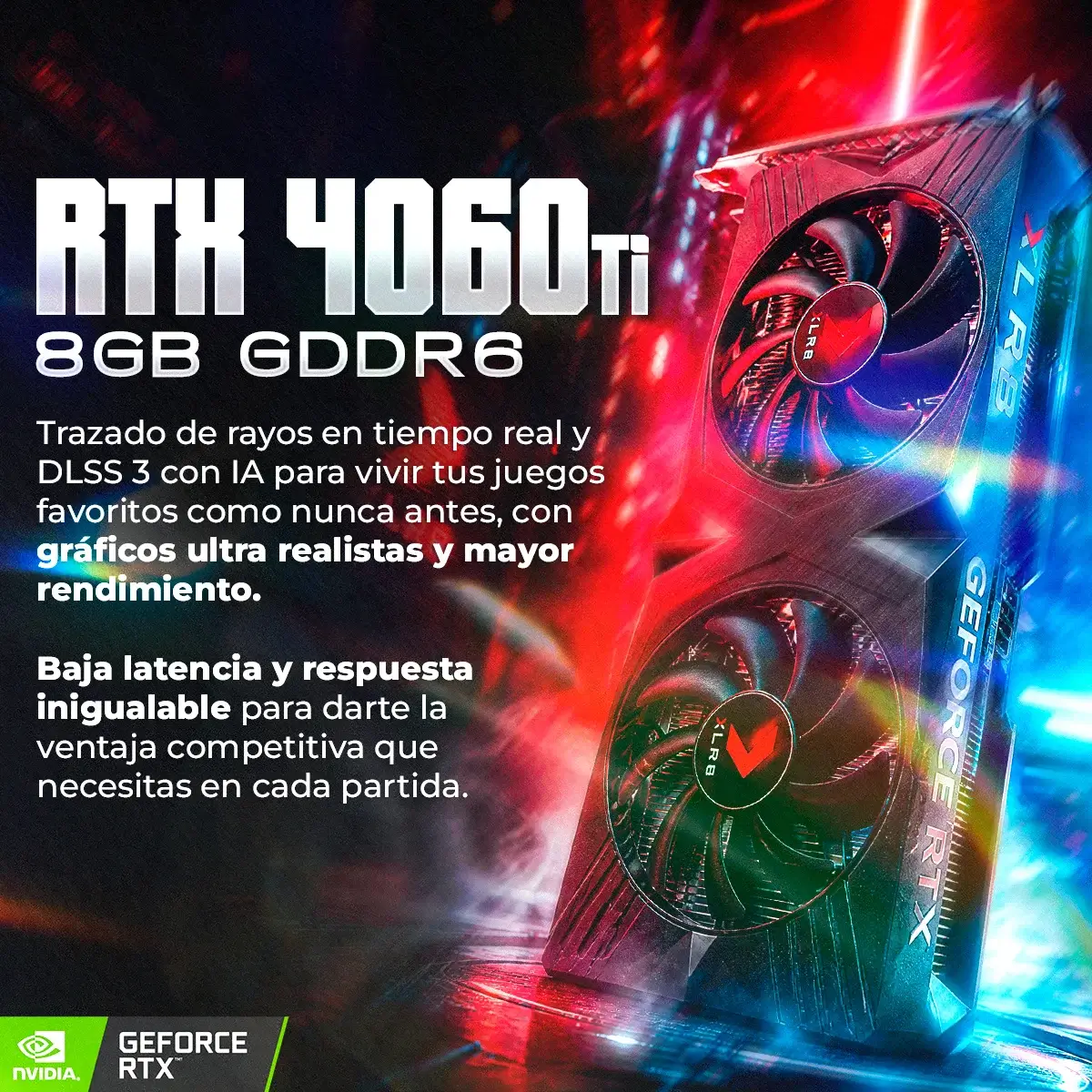 GPU NVIDIA RTX 4060Ti con 8GB GDDR6, con ray tracing e DLSS 3.