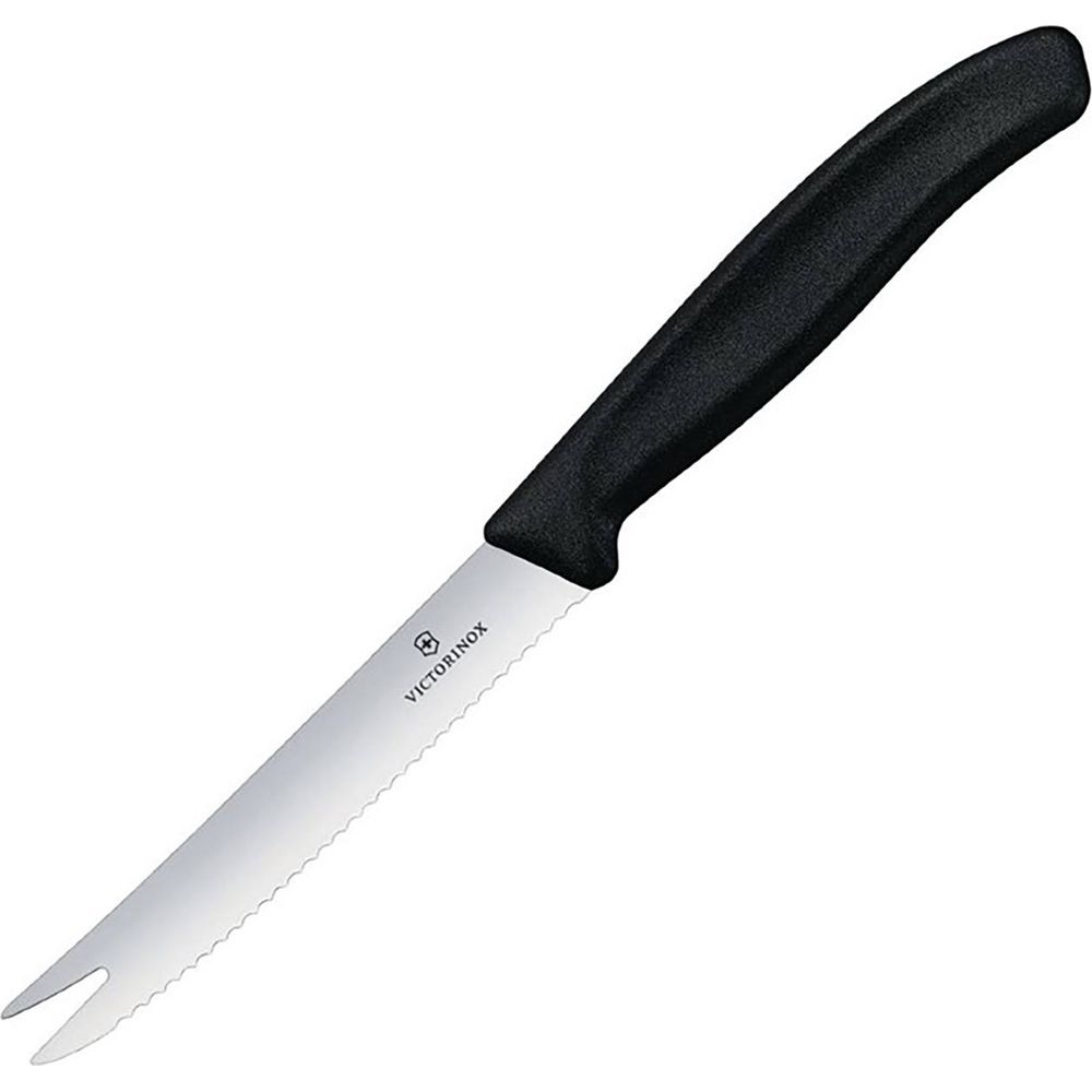 Dişli kenarlı ve iki uçlu Victorinox bıçağı.