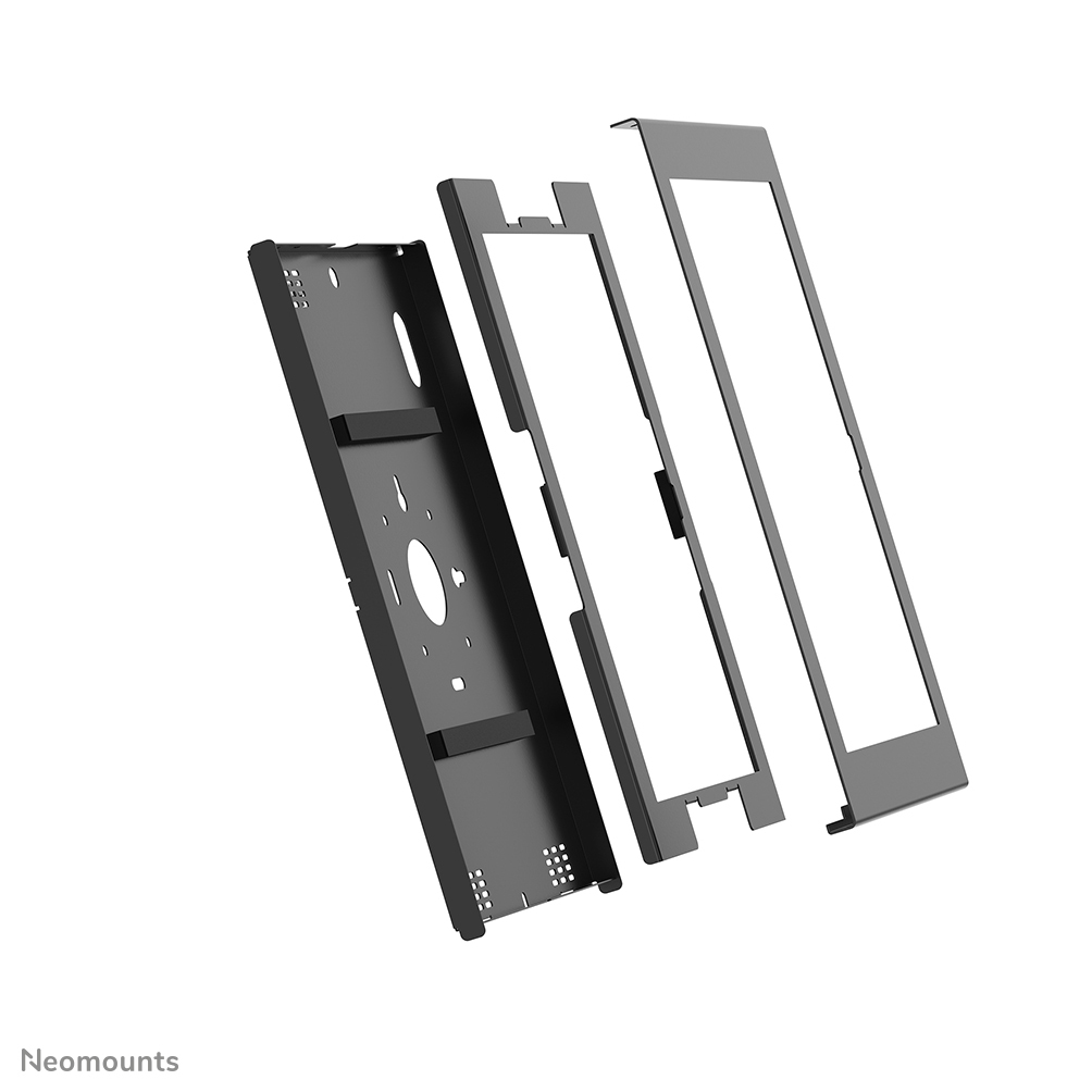 Una cornice in metallo nero con due inserti bianchi su sfondo bianco.