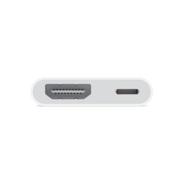 Adaptador HDMI blanco con un puerto USB-C y un puerto HDMI.
