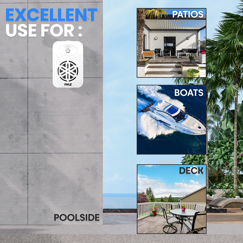 Lautsprecher für Pools, Terrassen, Boote und Decks.