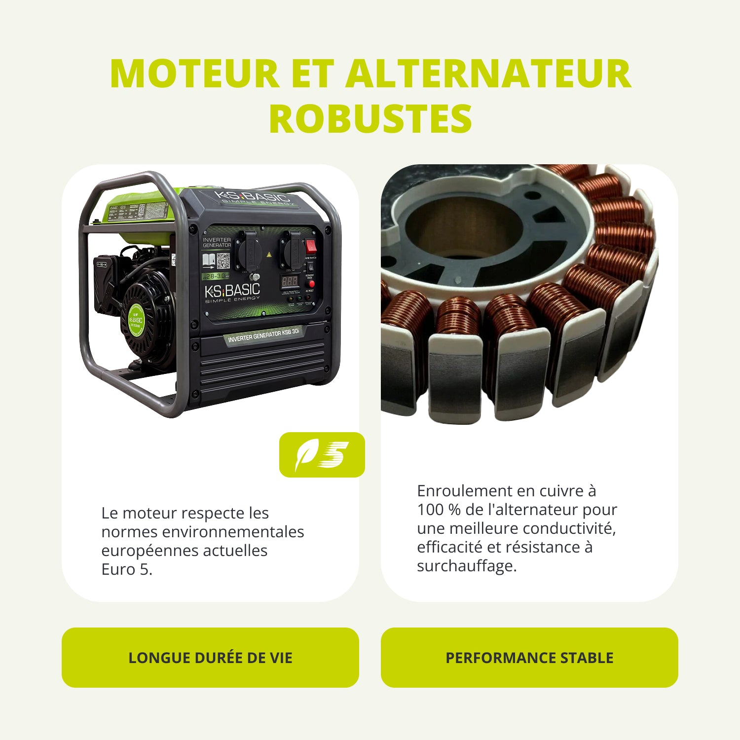 Ein Generator und ein Kupferwicklungs-Alternator, Euro 5-konform.