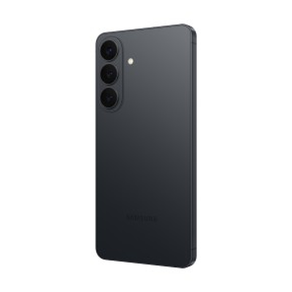 Smartphone grigio scuro con tre obiettivi e un flash.