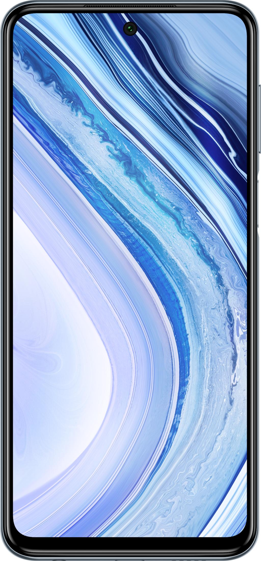 Ein Smartphone mit einem abstrakten blauen und weißen Hintergrundbild.