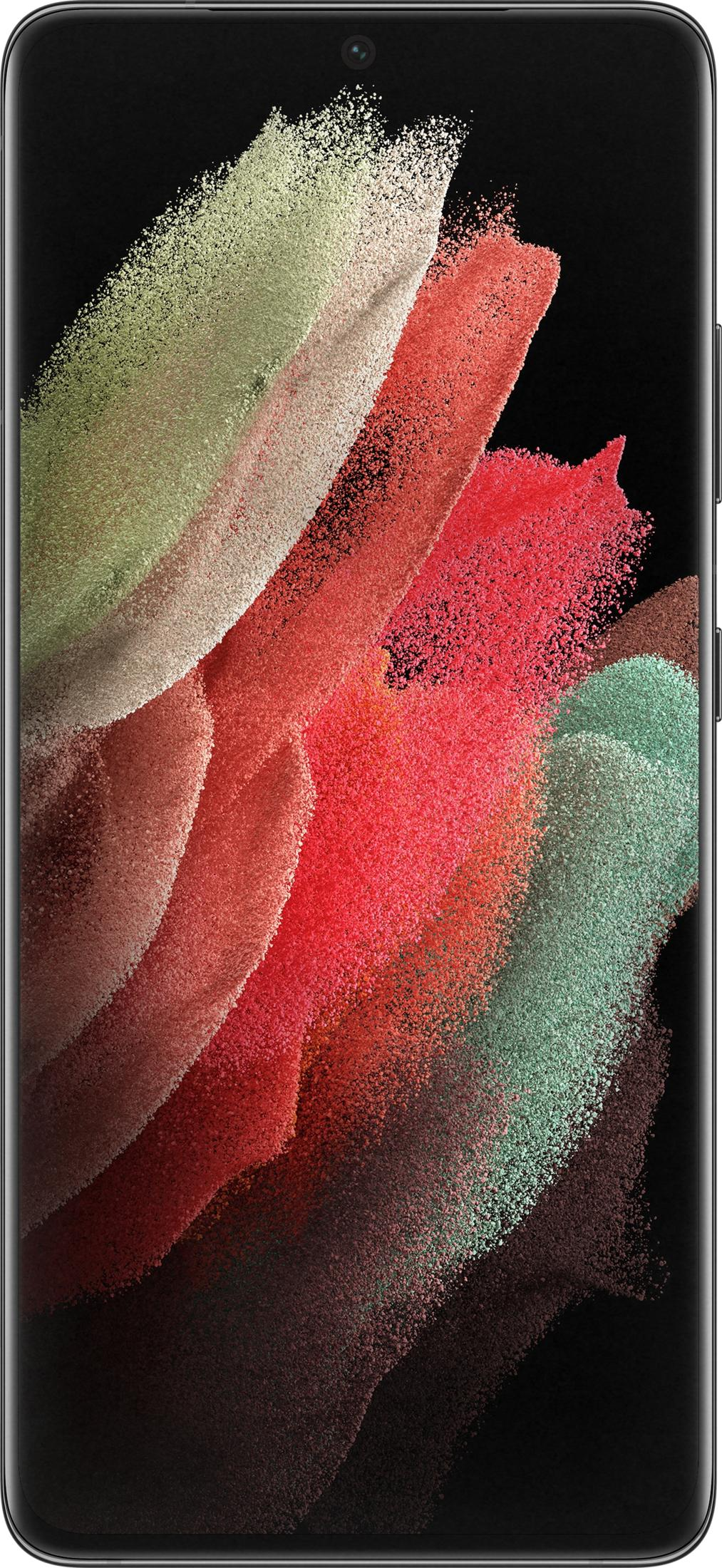 Ein Smartphone mit einem abstrakten Hintergrund aus roten, grünen und weißen Farbverläufen.