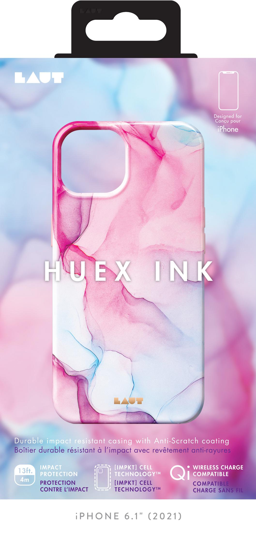Laut HUEX INK iPhone 6.1 Hülle mit Marmormuster, stoßfest, kabellos ladbar.