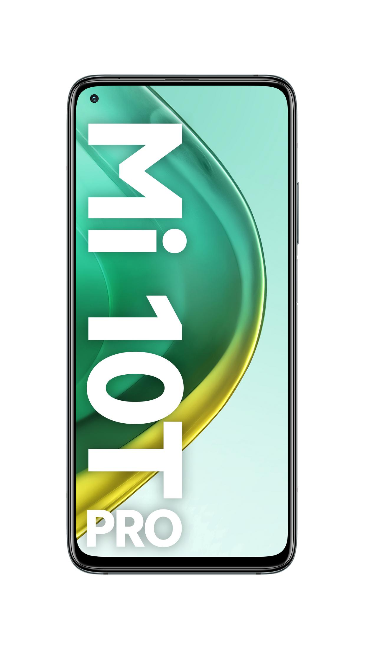 Ein Smartphone mit dem Aufdruck Mi 10T PRO auf dem Bildschirm.