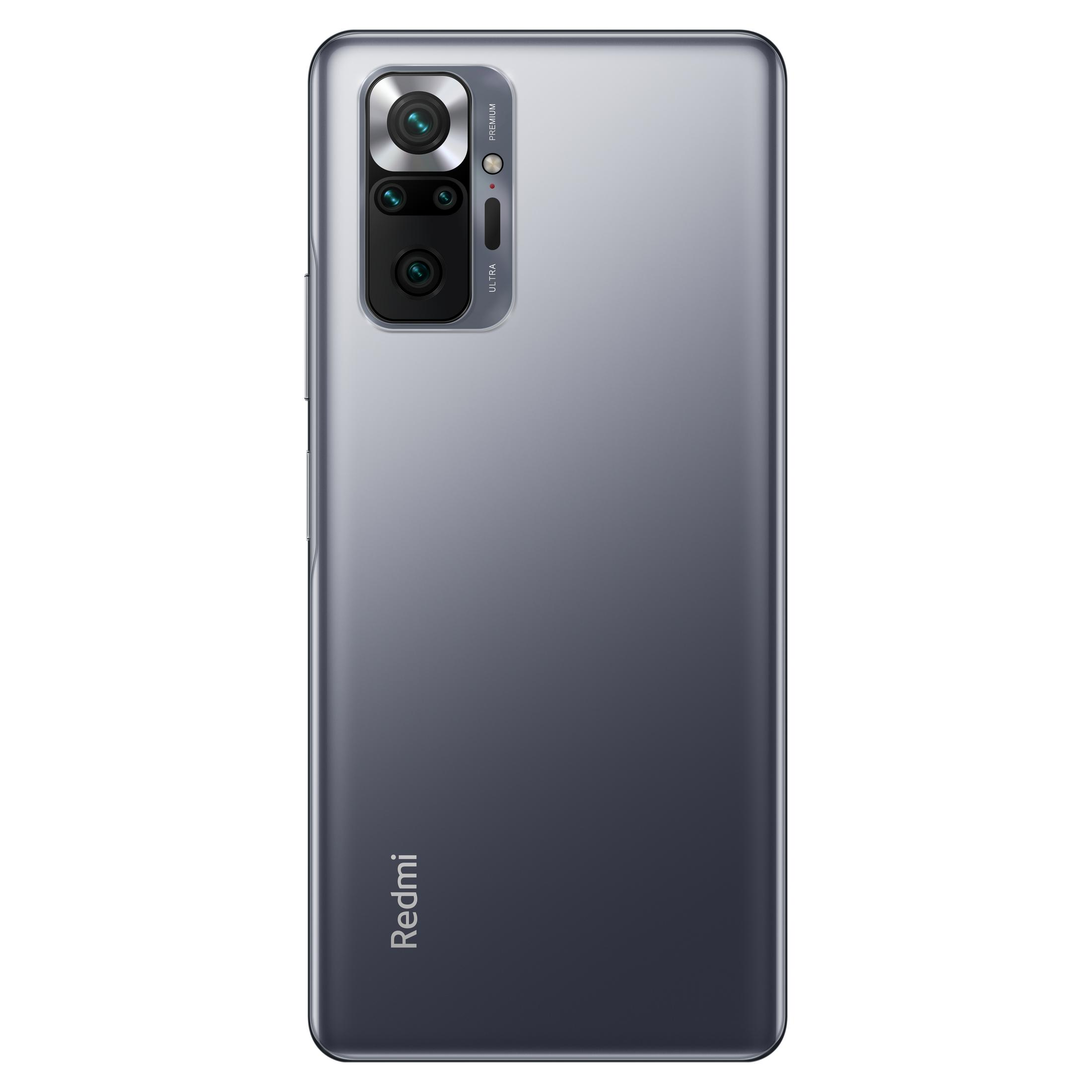 Retro di uno smartphone grigio con sistema a quattro fotocamere.