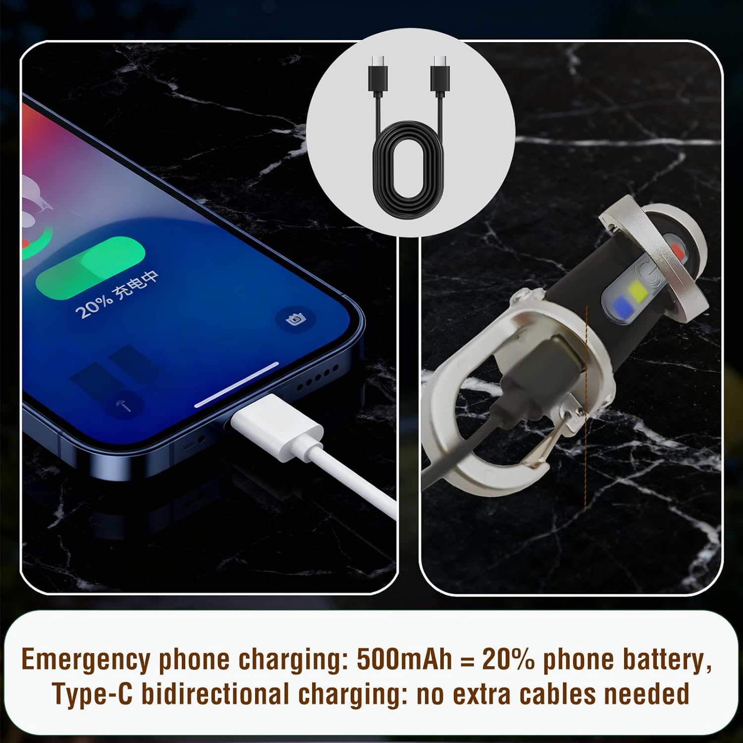 Ein Handy wird geladen, ein Ladekabel und ein Ladegerät werden gezeigt.