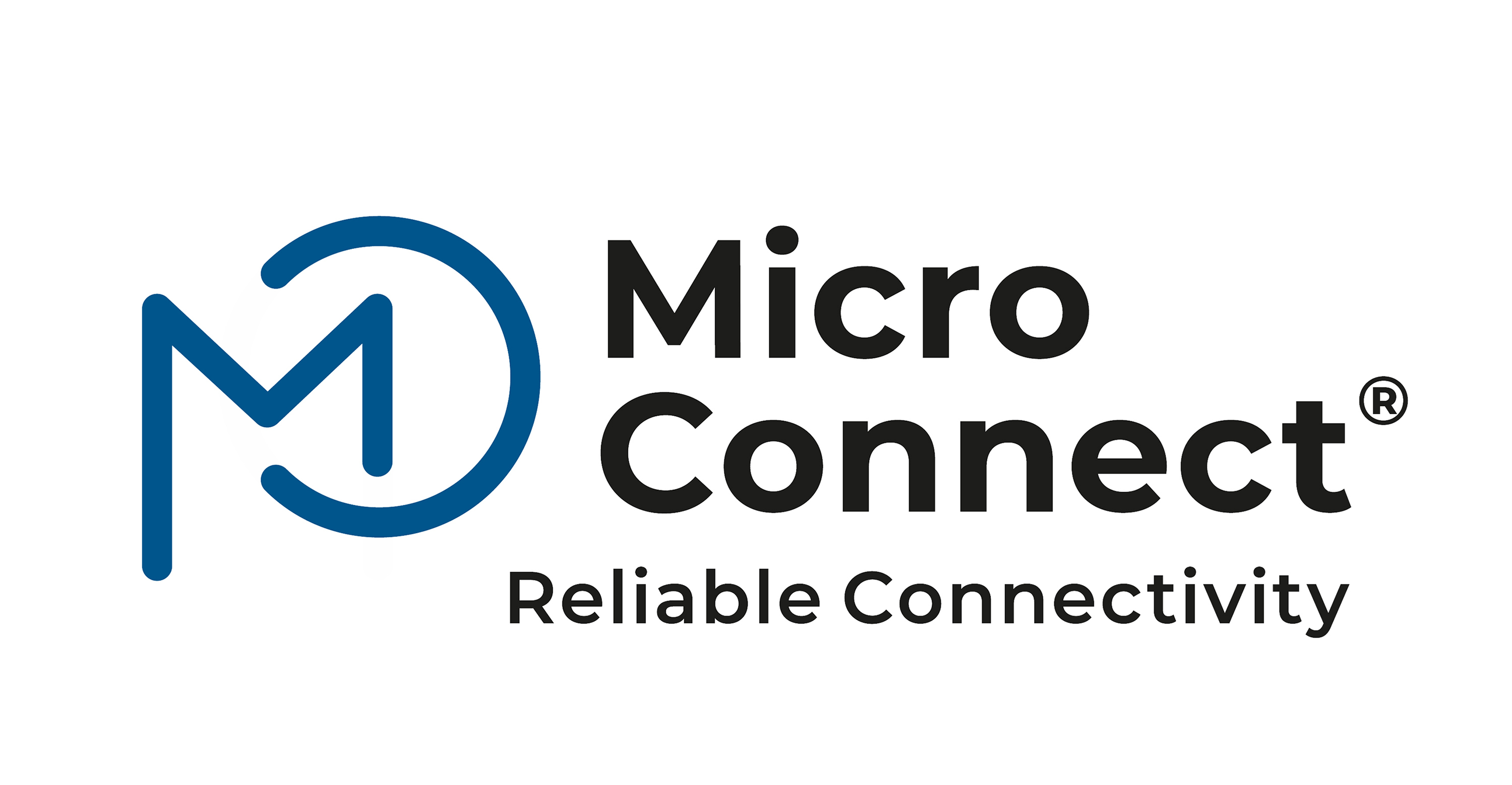 Logo mit blauem M-Symbol und Text: Micro Connect, Reliable Connectivity.
