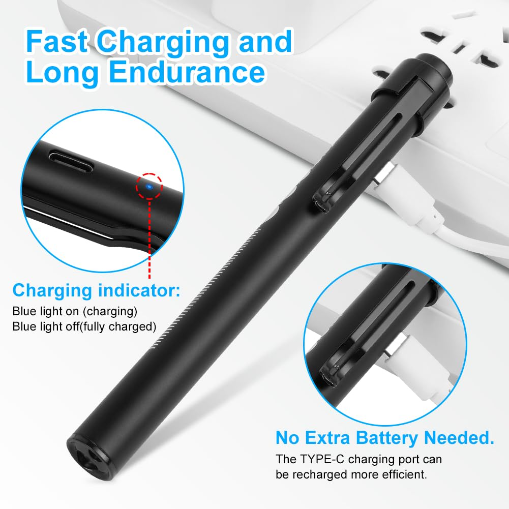 Schwarzer Stift mit USB-C-Anschluss, der an eine Steckdose angeschlossen ist. Ladeanzeige.