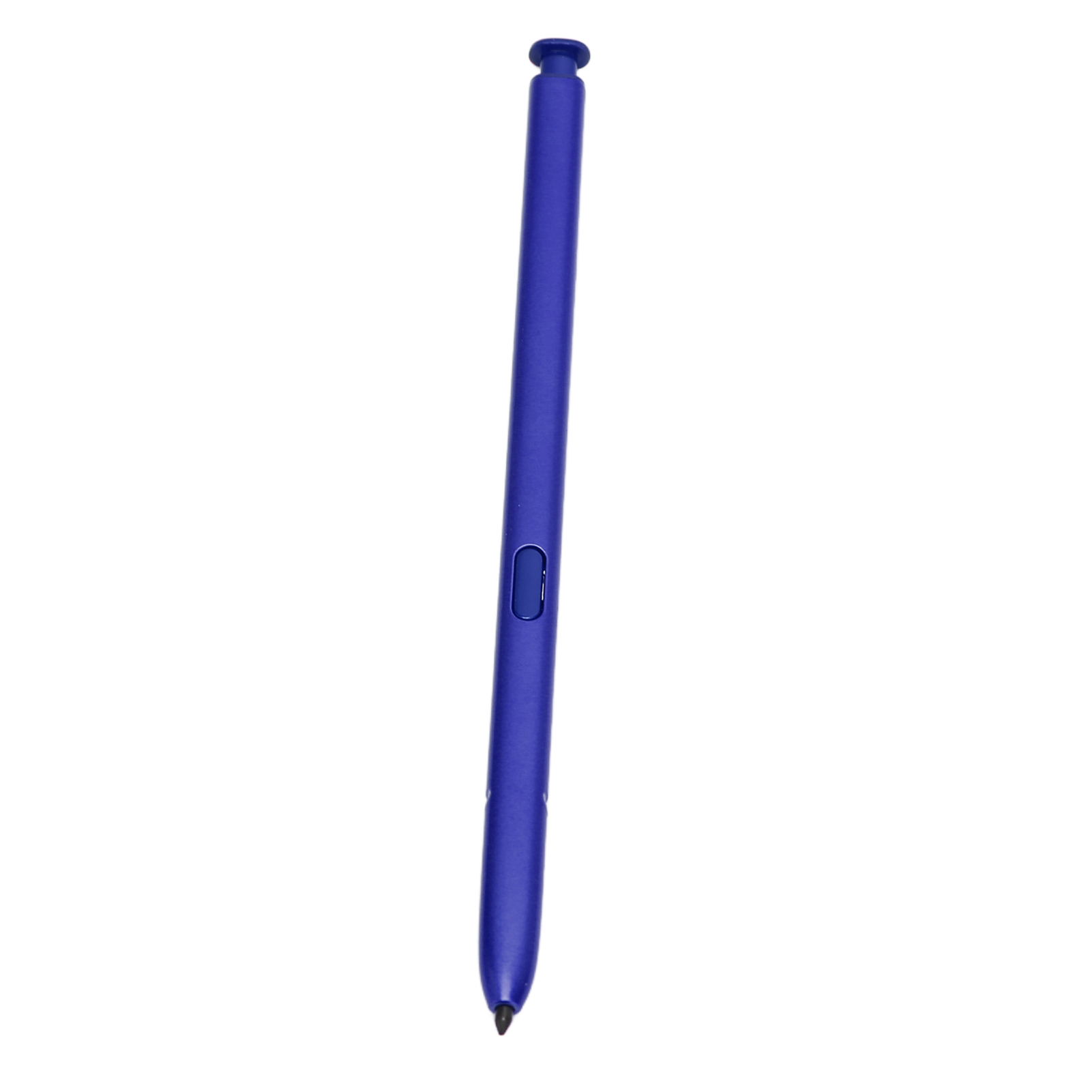 Ein schlanker, blauer Stift mit einer Taste, auf weißem Hintergrund.
