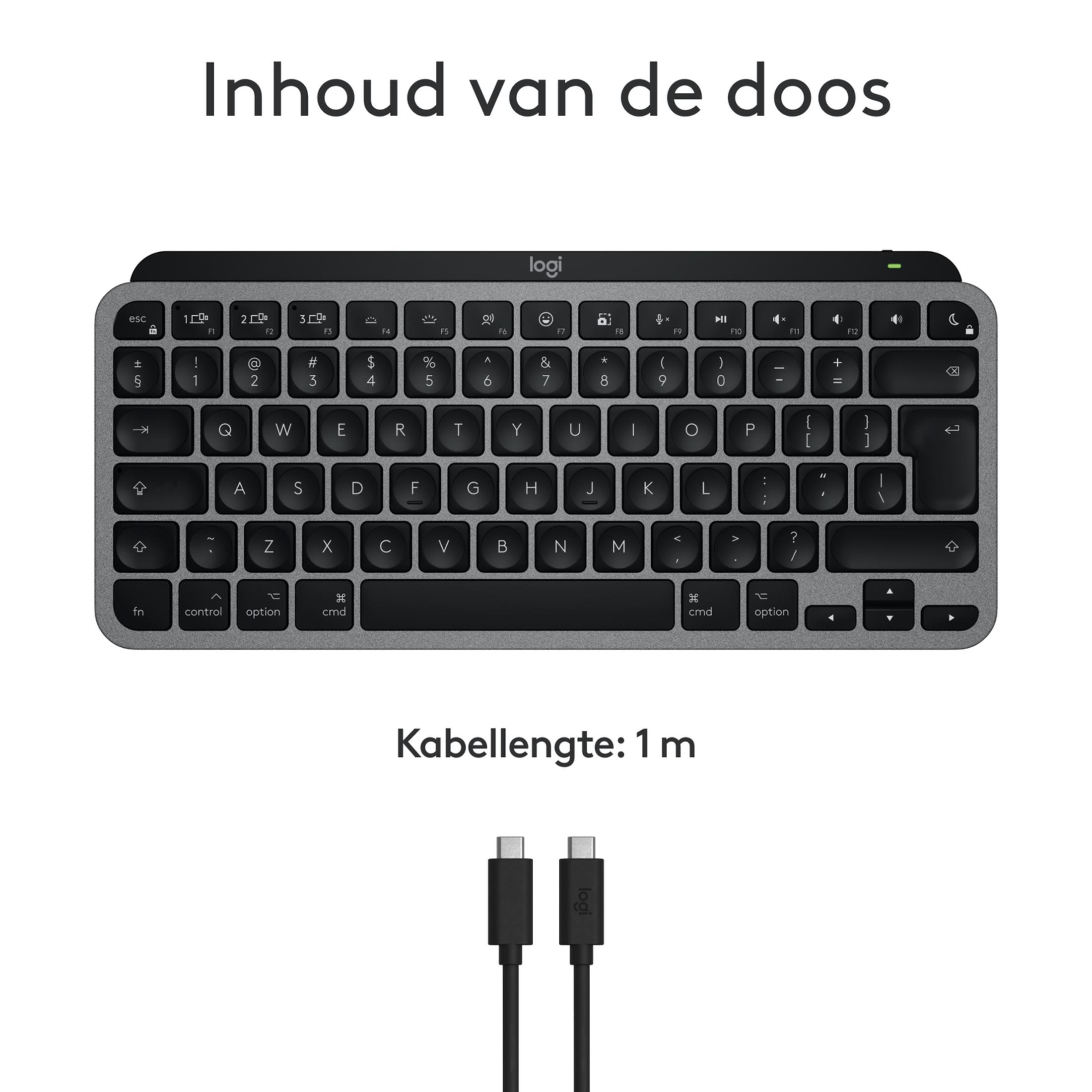 Teclado Logitech y cable USB-C de 1m.