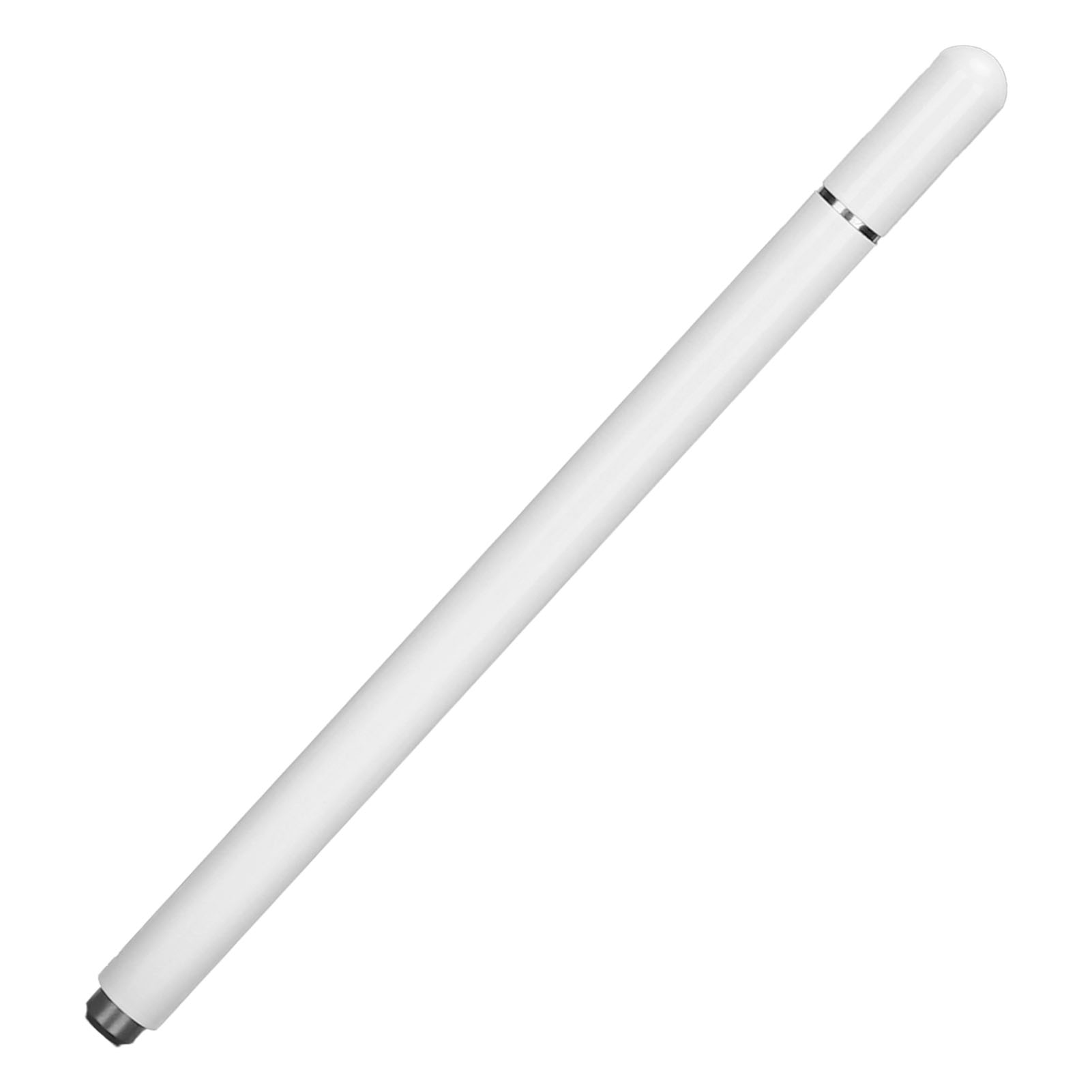 Ein schlanker, weißer Stift mit silbernen Akzenten auf weißem Hintergrund.