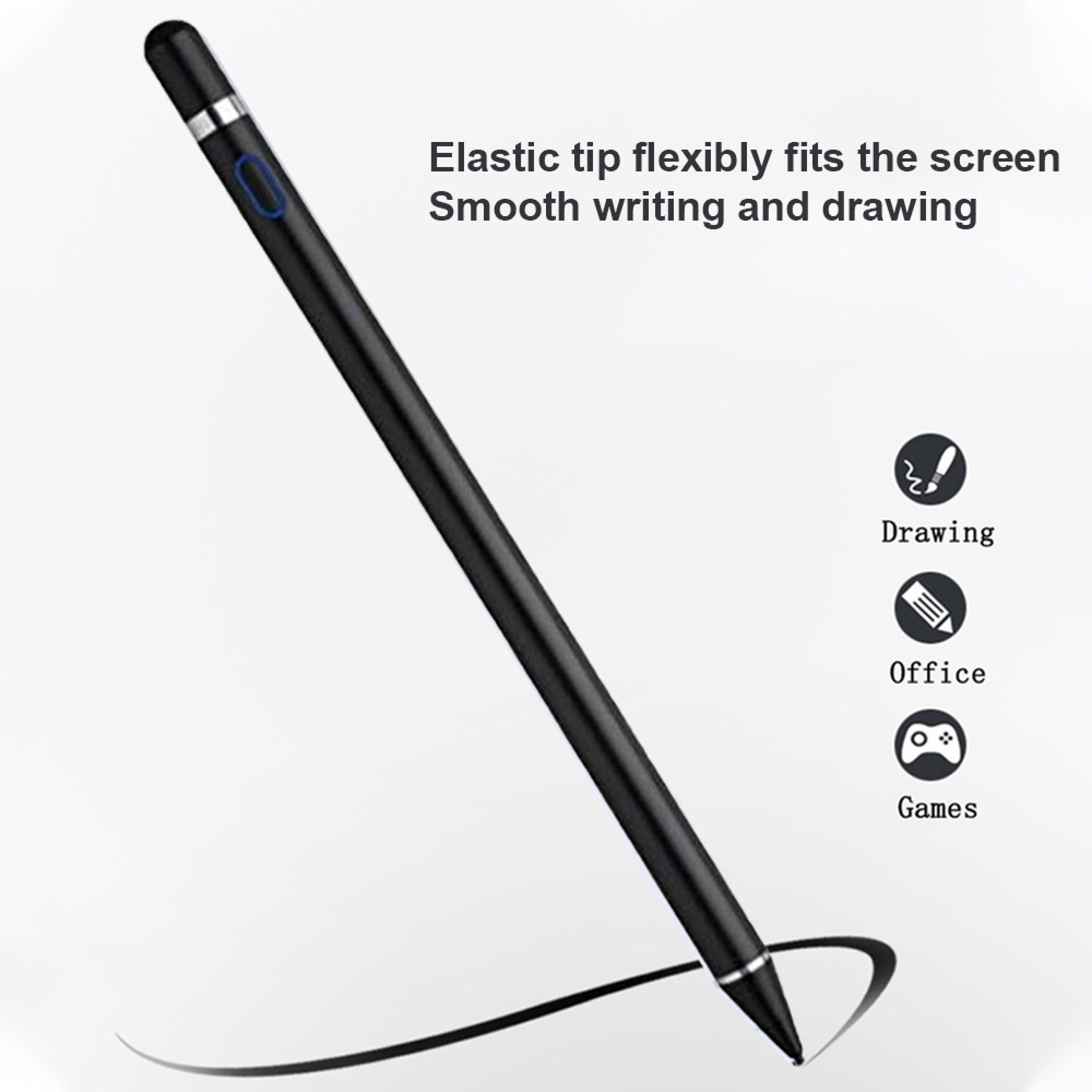 Schwarzer Stift mit elastischer Spitze zum Schreiben, Zeichnen, Büro und Spielen.