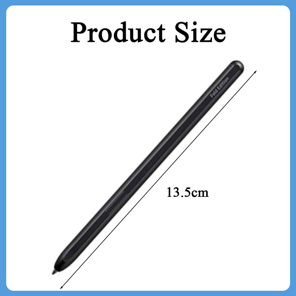 Schwarzer Stift, 13,5 cm lang, mit Aufschrift 'Fold Edition'.