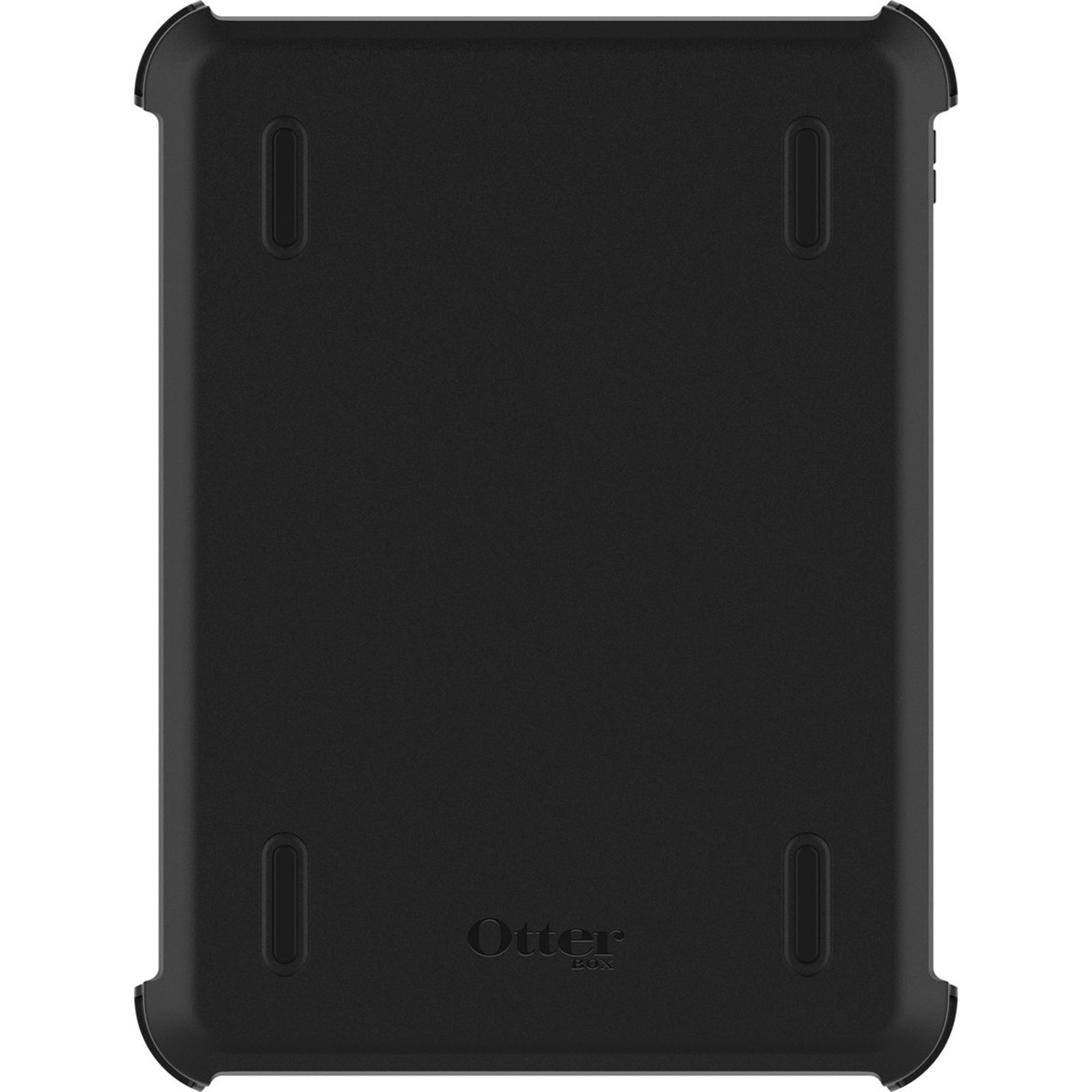 Schwarze Tablet-Hülle von Otterbox mit vier Aussparungen und Logo.