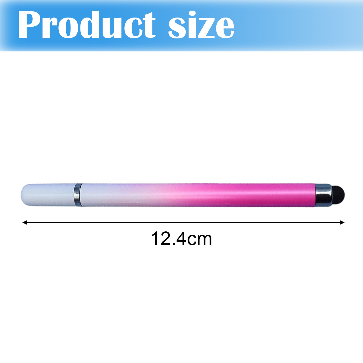 Ein Stift mit Farbverlauf von Pink zu Weiß, 12,4 cm lang.
