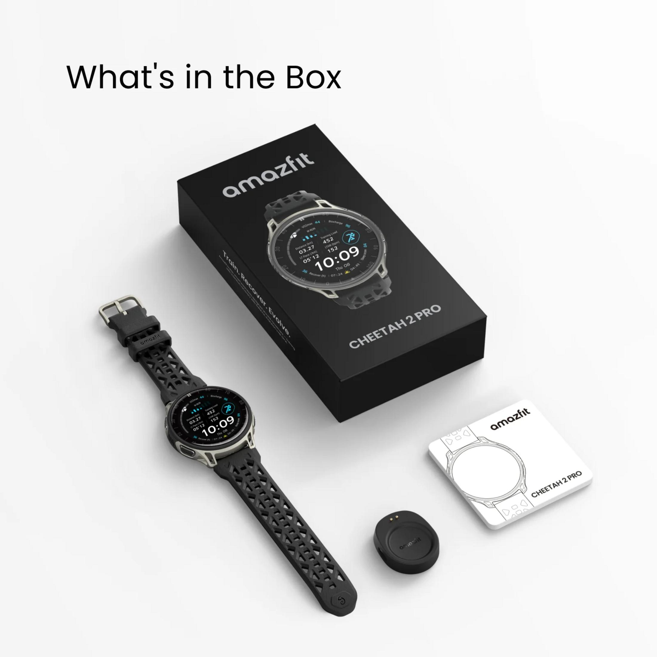 Amazfit Cheetah 2 Pro Smartwatch, Ladecase und Anleitung.