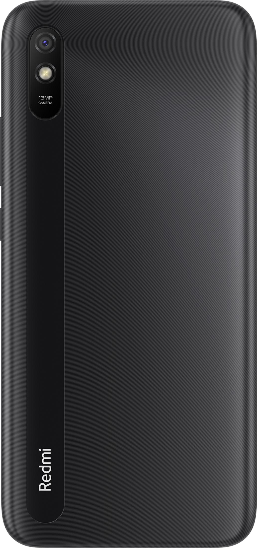 Rückseite eines schwarzen Smartphones mit 13MP-Kamera und Redmi-Logo.