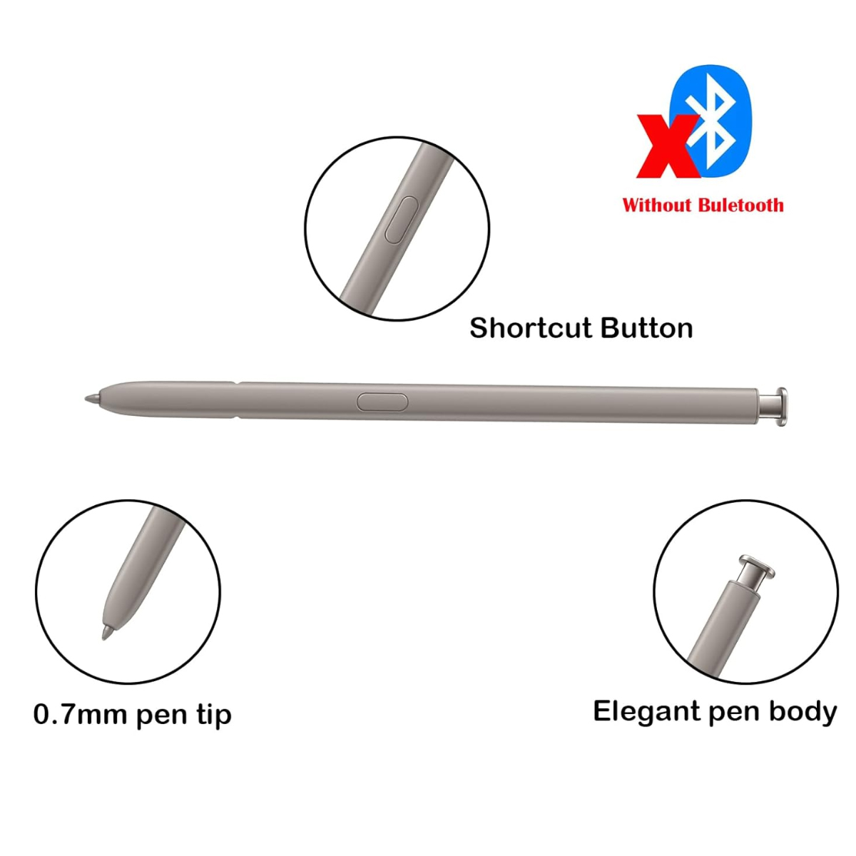 Grauer Stift mit 0,7mm Spitze, Verstellknopf und elegantem Gehäuse.