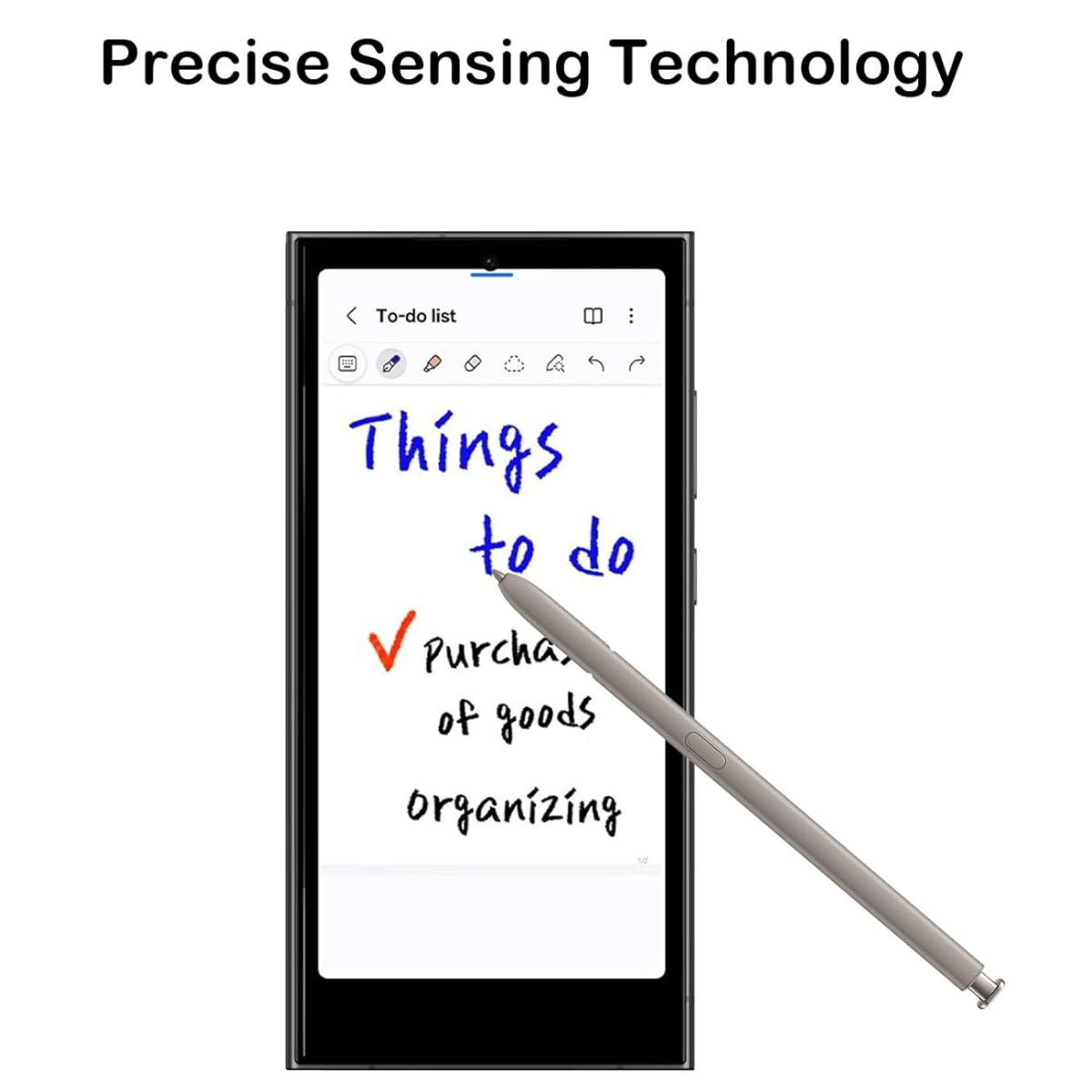 Ein Smartphone zeigt eine To-Do-Liste mit Stift an. "Things to do" ist blau geschrieben.