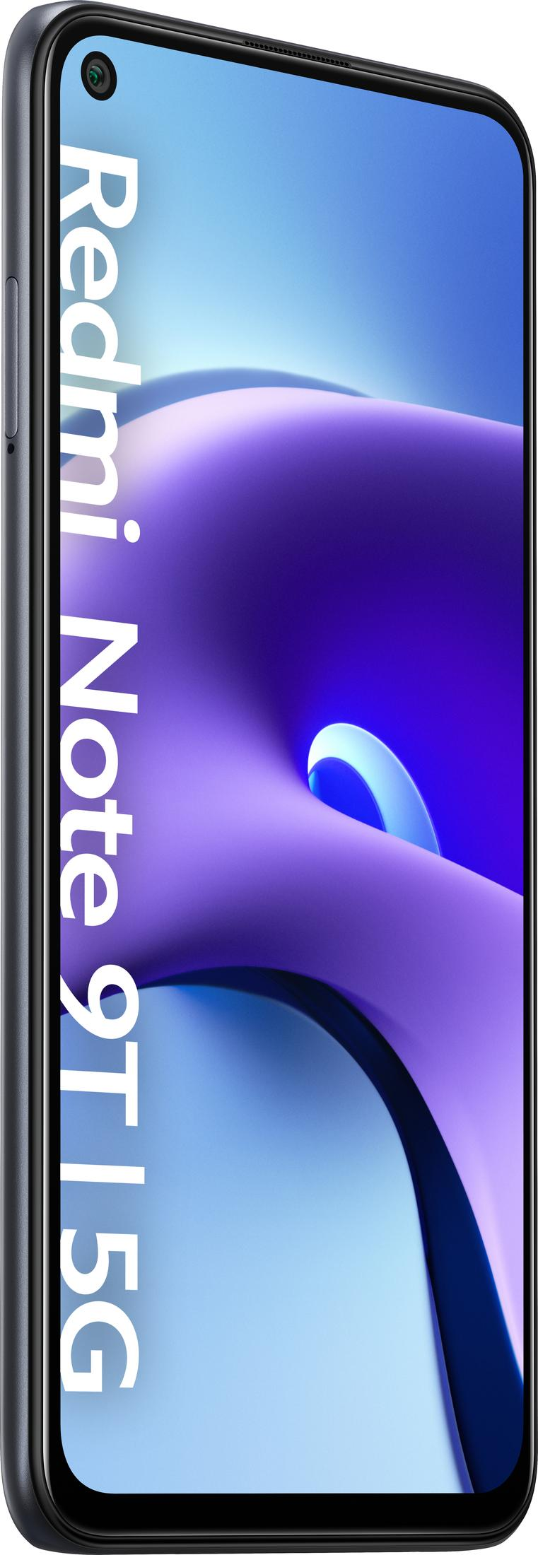 Ein Smartphone mit dem Text Redmi Note 9T 5G auf dem Bildschirm.