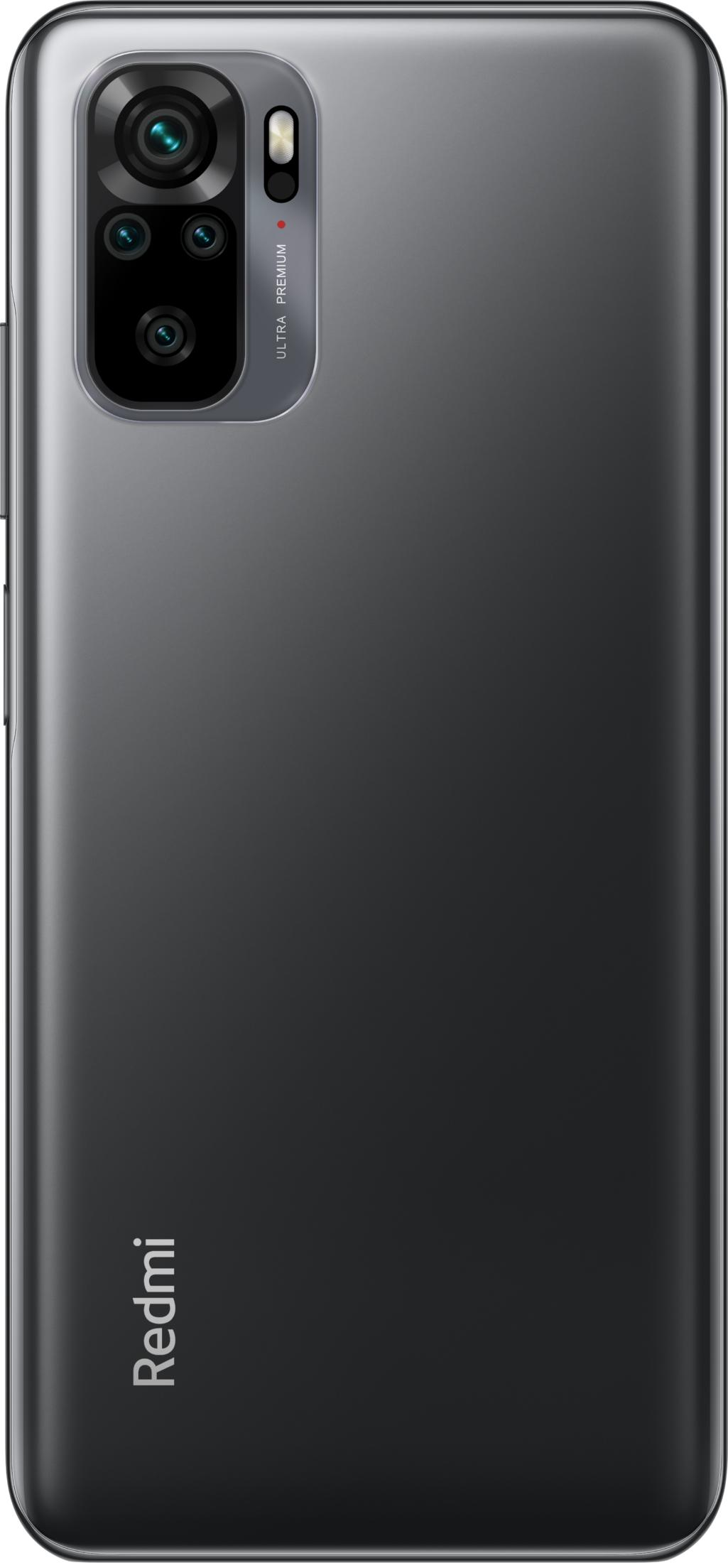 Retro di uno smartphone grigio con setup a quattro fotocamere e logo "Redmi".