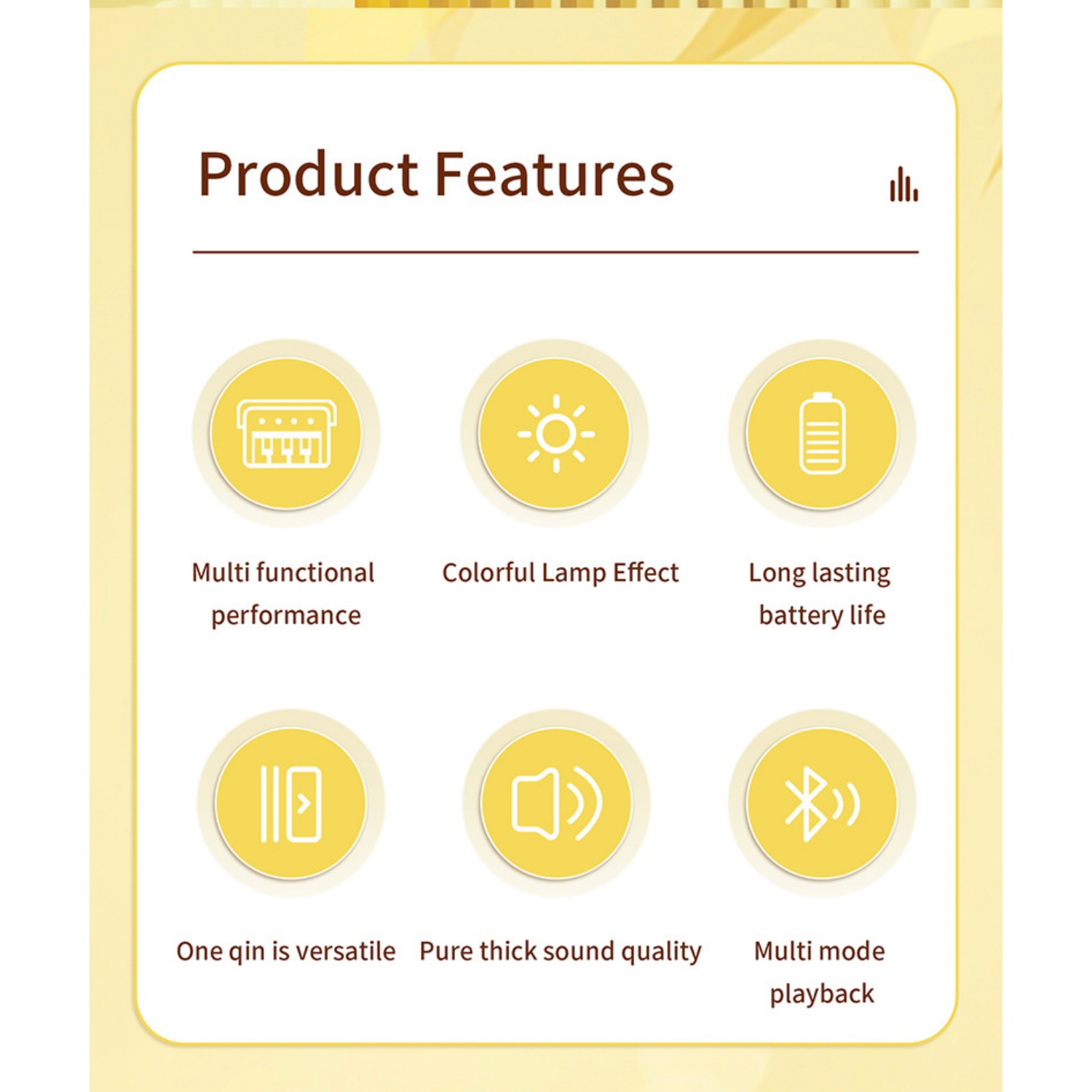 Produktmerkmale: Tastatur, Sonne, Batterie, Noten, Ton, Bluetooth.