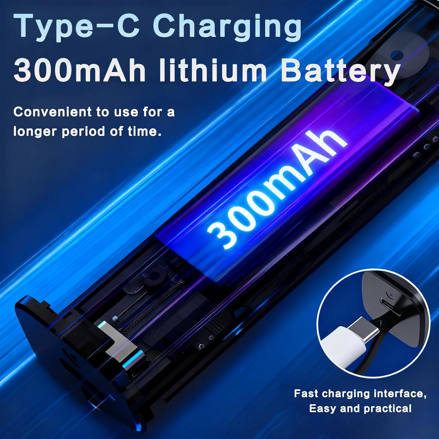 Typ-C Lade-Lithiumbatterie 300mAh mit Ladeanschluss.